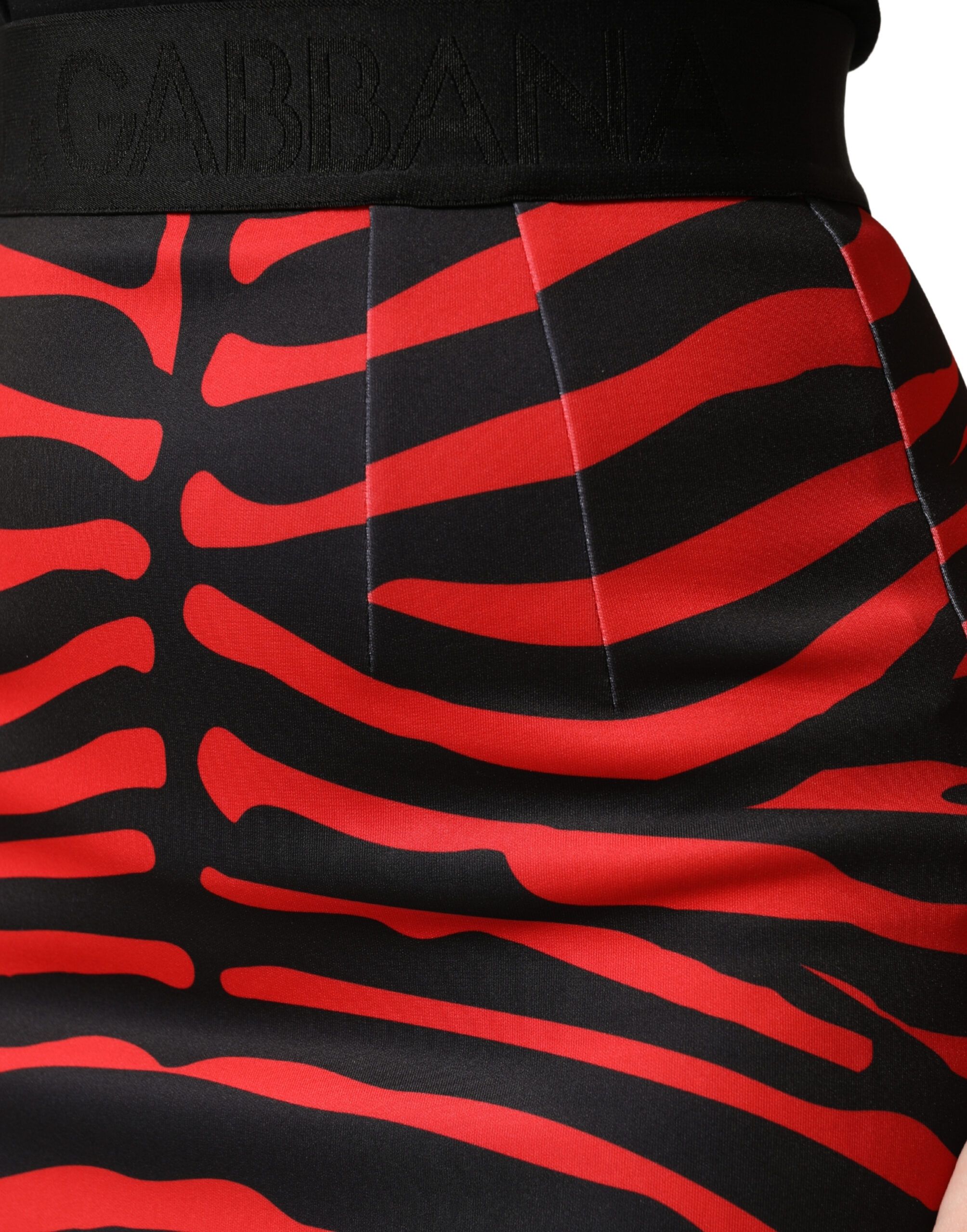 Red Black Zebra Print Polyester Pencil Midi Women's Skirt - Dolce & Gabbana - Modalova