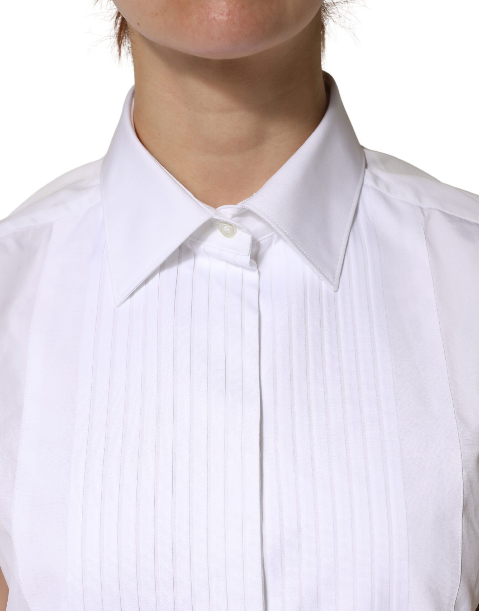 Cotton Pleated Sleeveless Button Down Women's Top - Dolce & Gabbana - Modalova