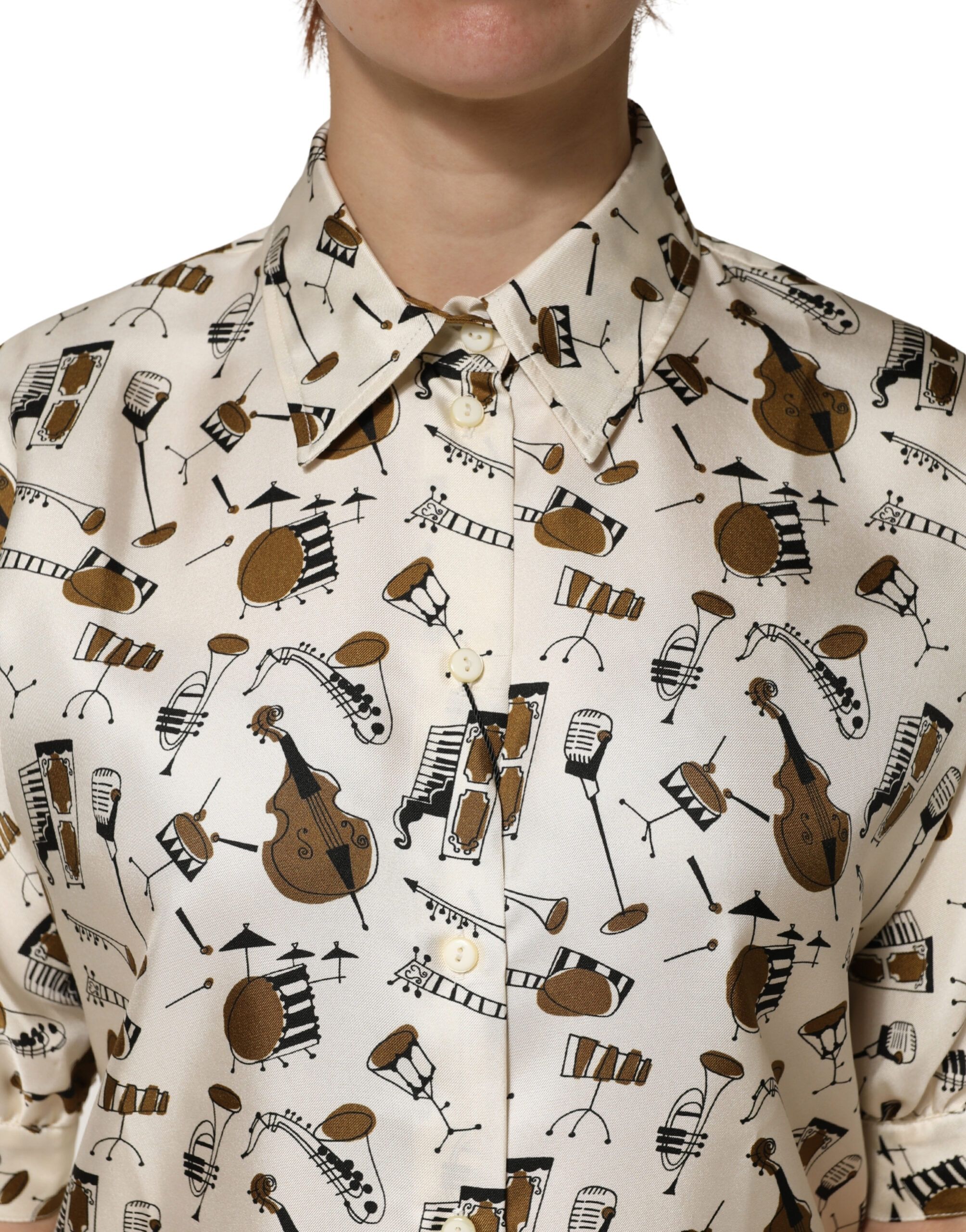 Musical Instrument Print Short Sleeve Women's Top - Dolce & Gabbana - Modalova