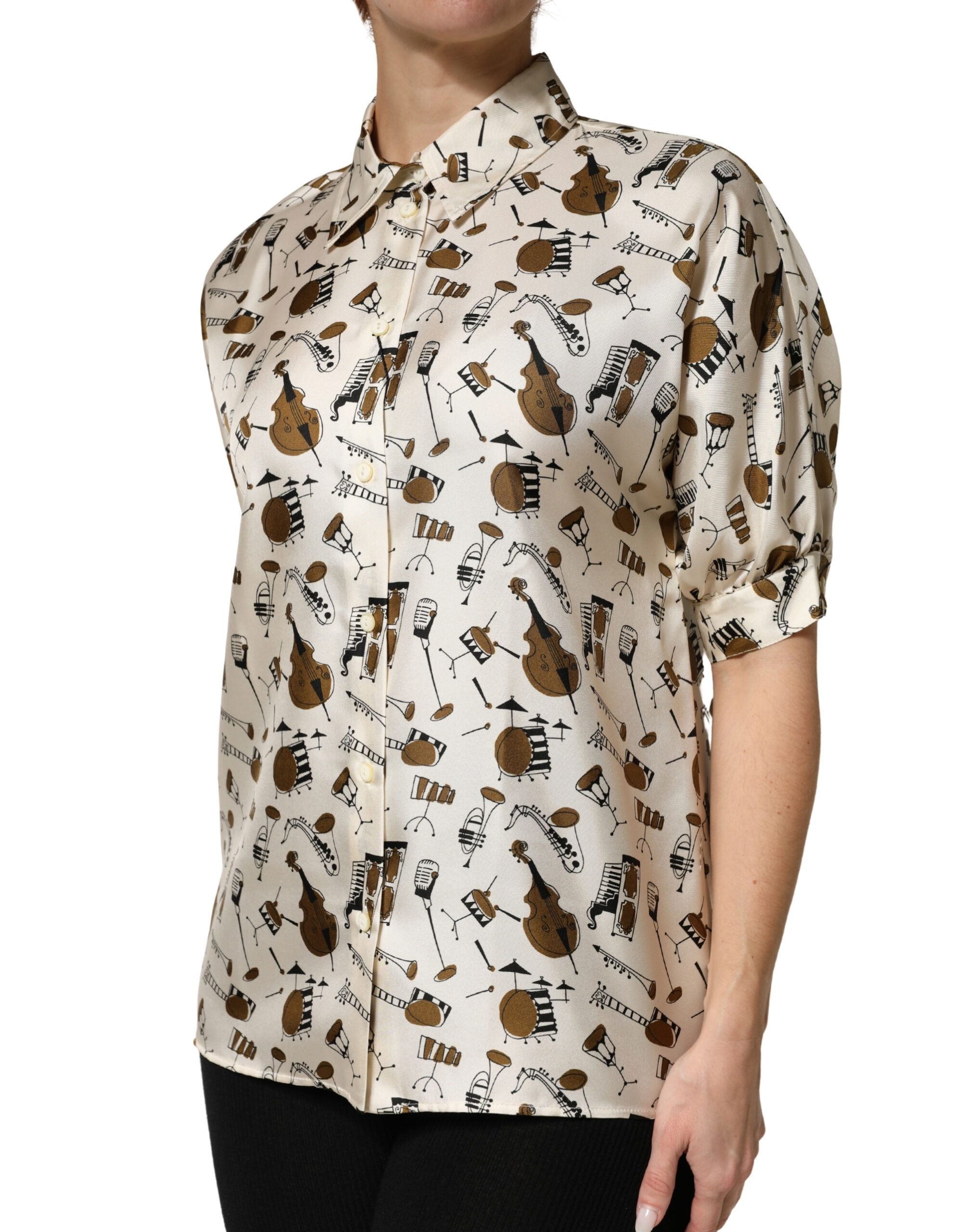 Musical Instrument Print Short Sleeve Women's Top - Dolce & Gabbana - Modalova