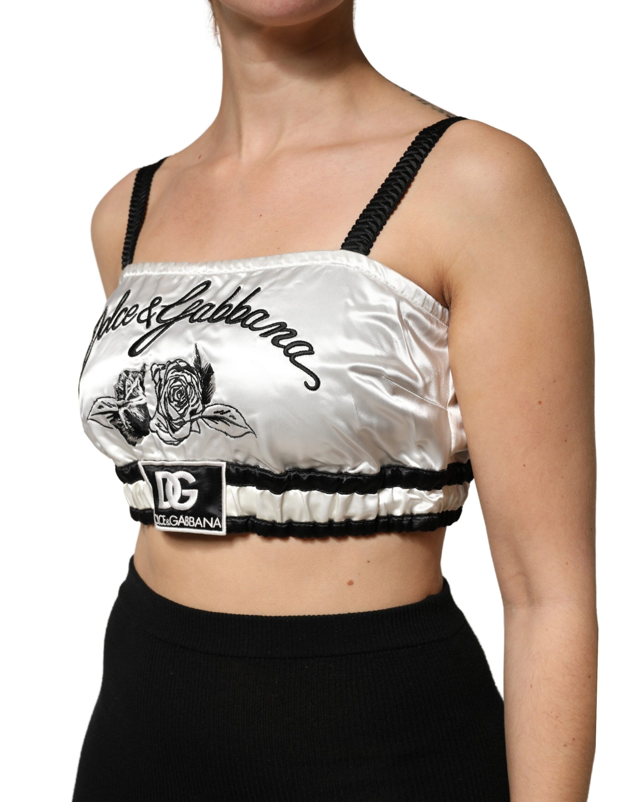 Silk Satin Crop Logo Bralette Women's Top - Dolce & Gabbana - Modalova