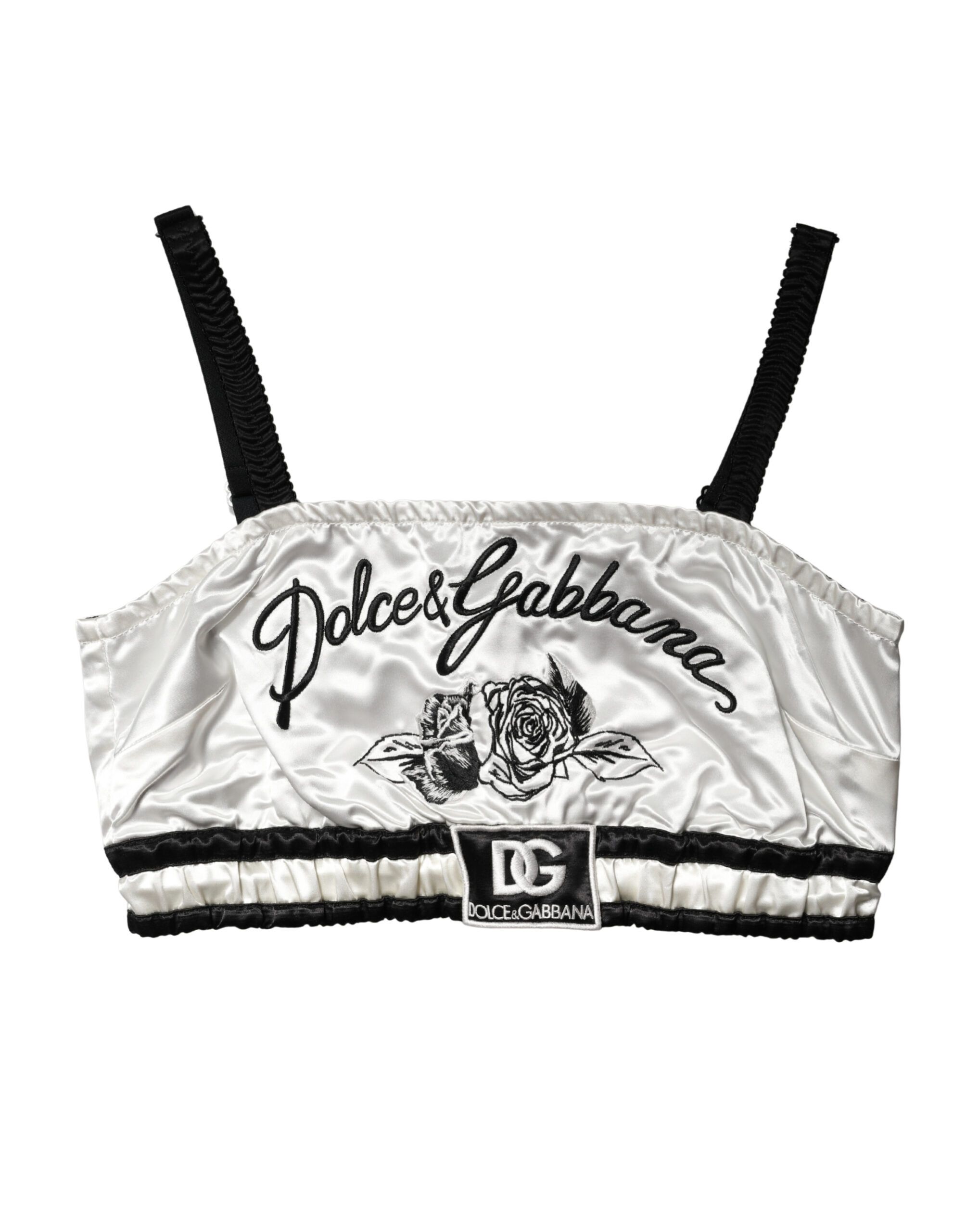 Silk Satin Crop Logo Bralette Women's Top - Dolce & Gabbana - Modalova