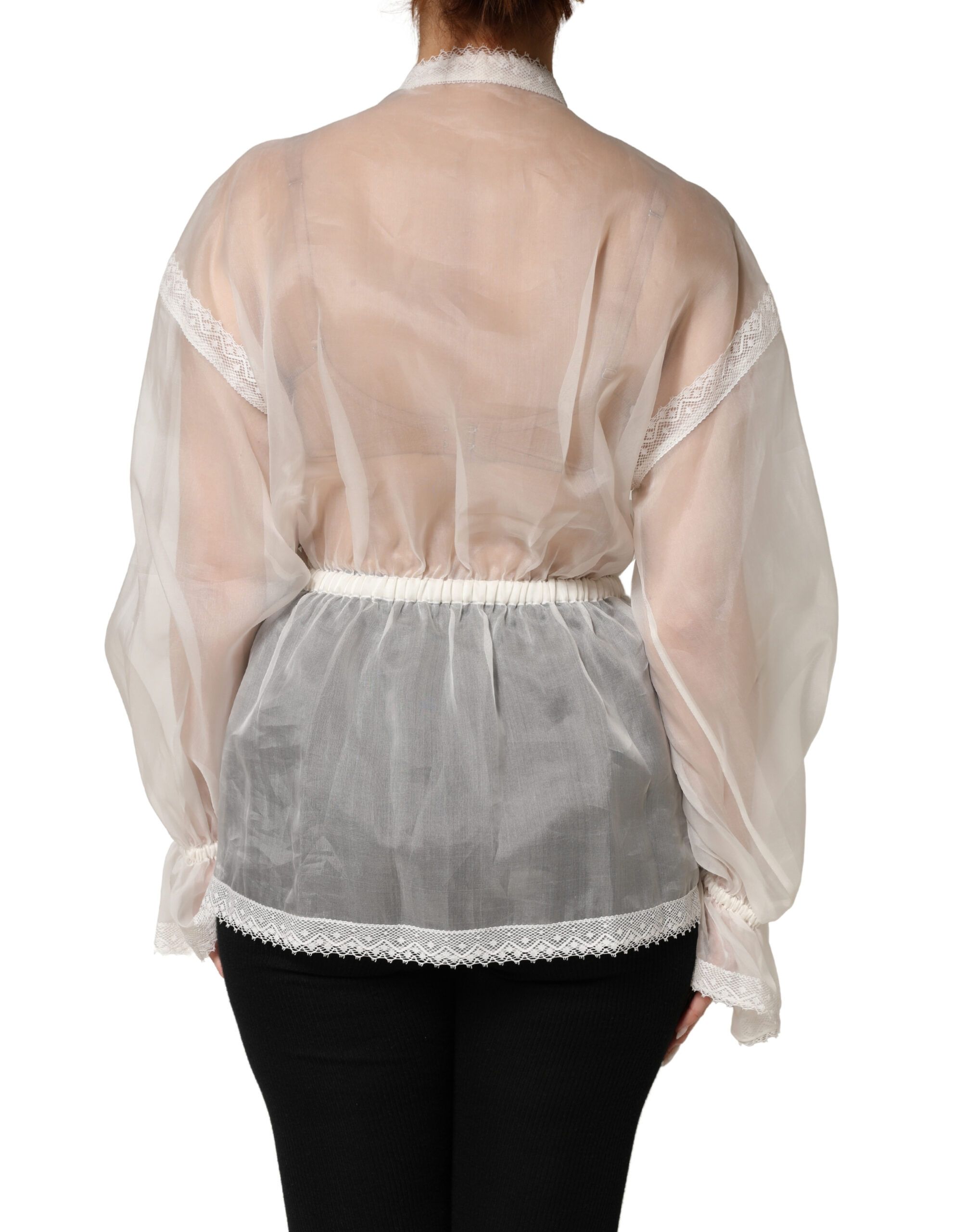 Sheer Silk Blouse Lace Bow Tie Blouse Women's Top (Pre-Owned) - Dolce & Gabbana - Modalova