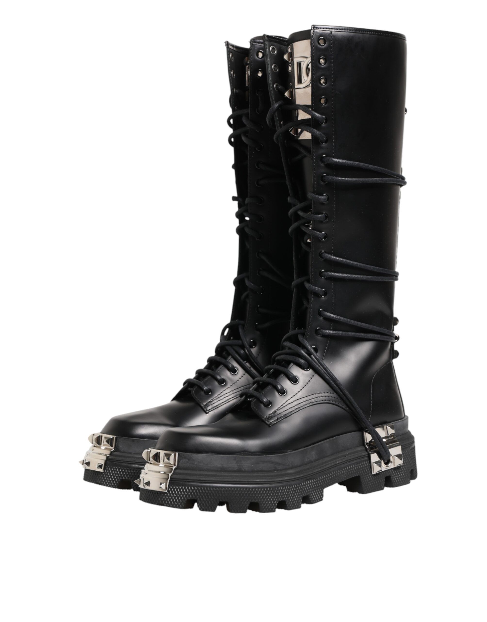 Leather Knee High Combat Boots Men's Shoes - Dolce & Gabbana - Modalova
