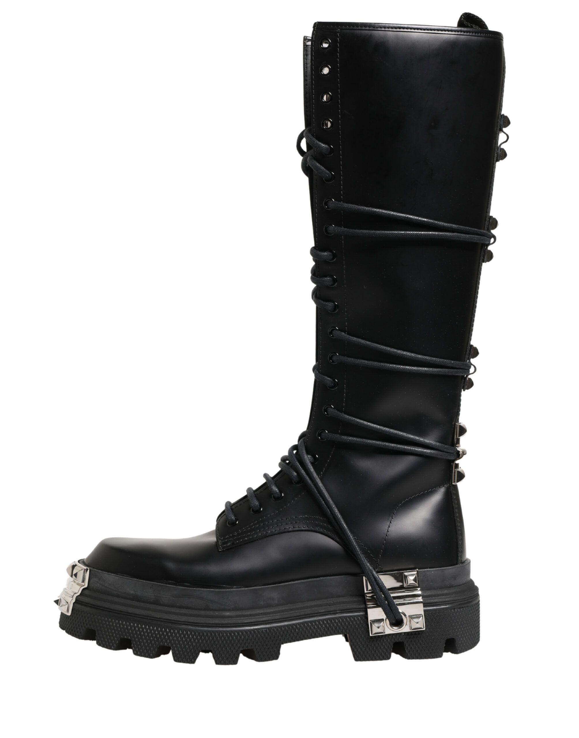 Leather Knee High Combat Boots Men's Shoes - Dolce & Gabbana - Modalova