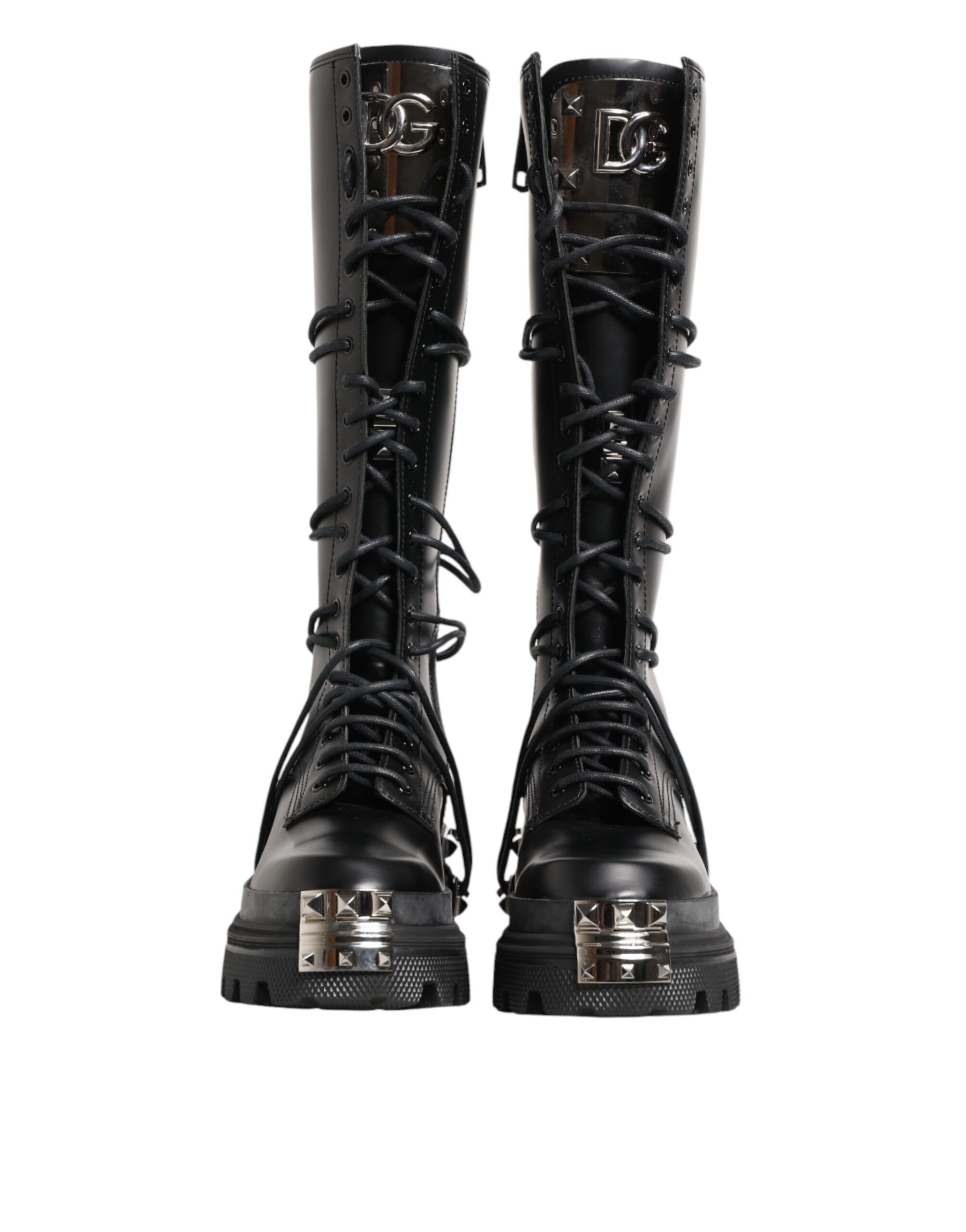 Leather Knee High Combat Boots Men's Shoes - Dolce & Gabbana - Modalova