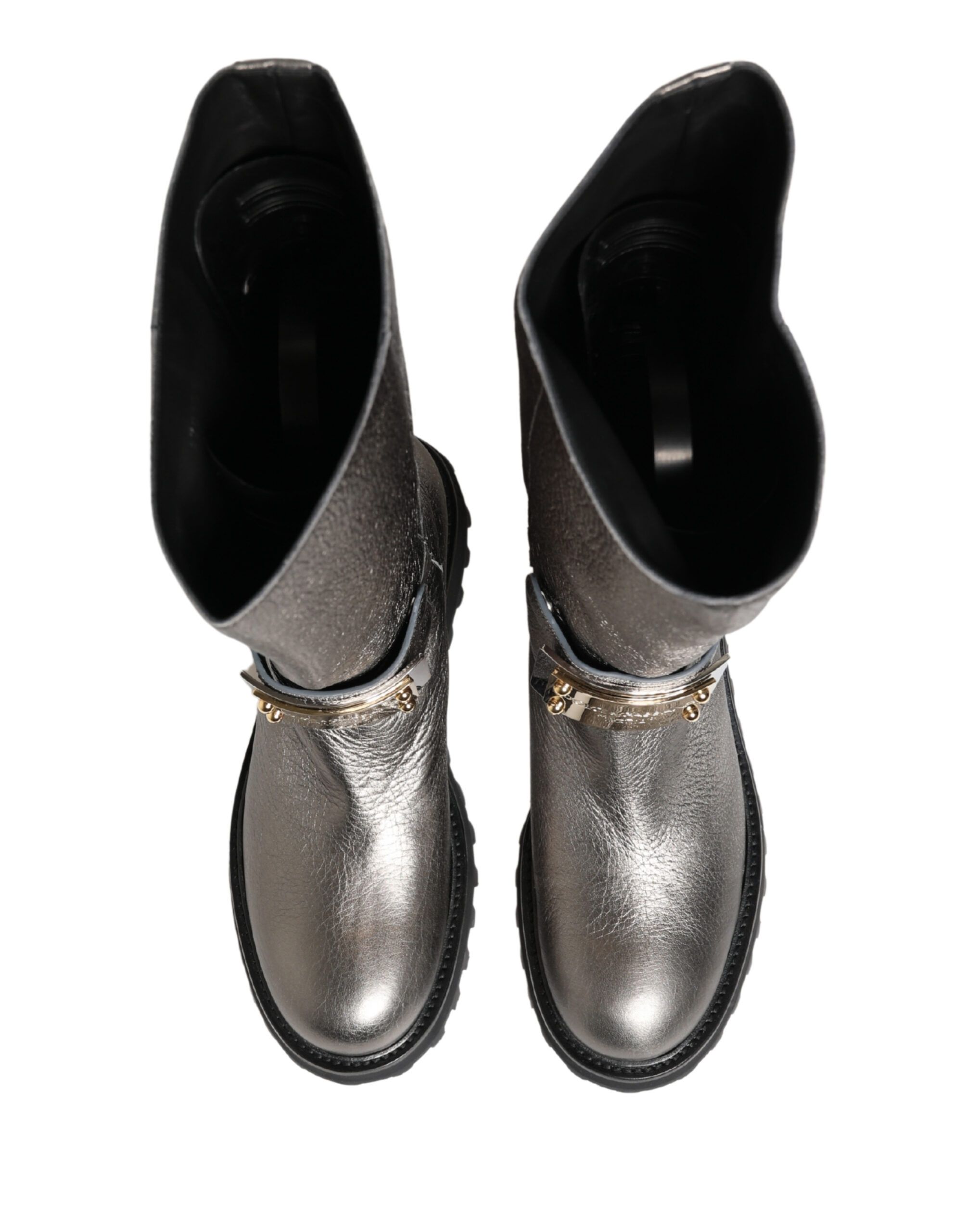 Metallic Leather Mid Calf Boots Men's Shoes - Dolce & Gabbana - Modalova