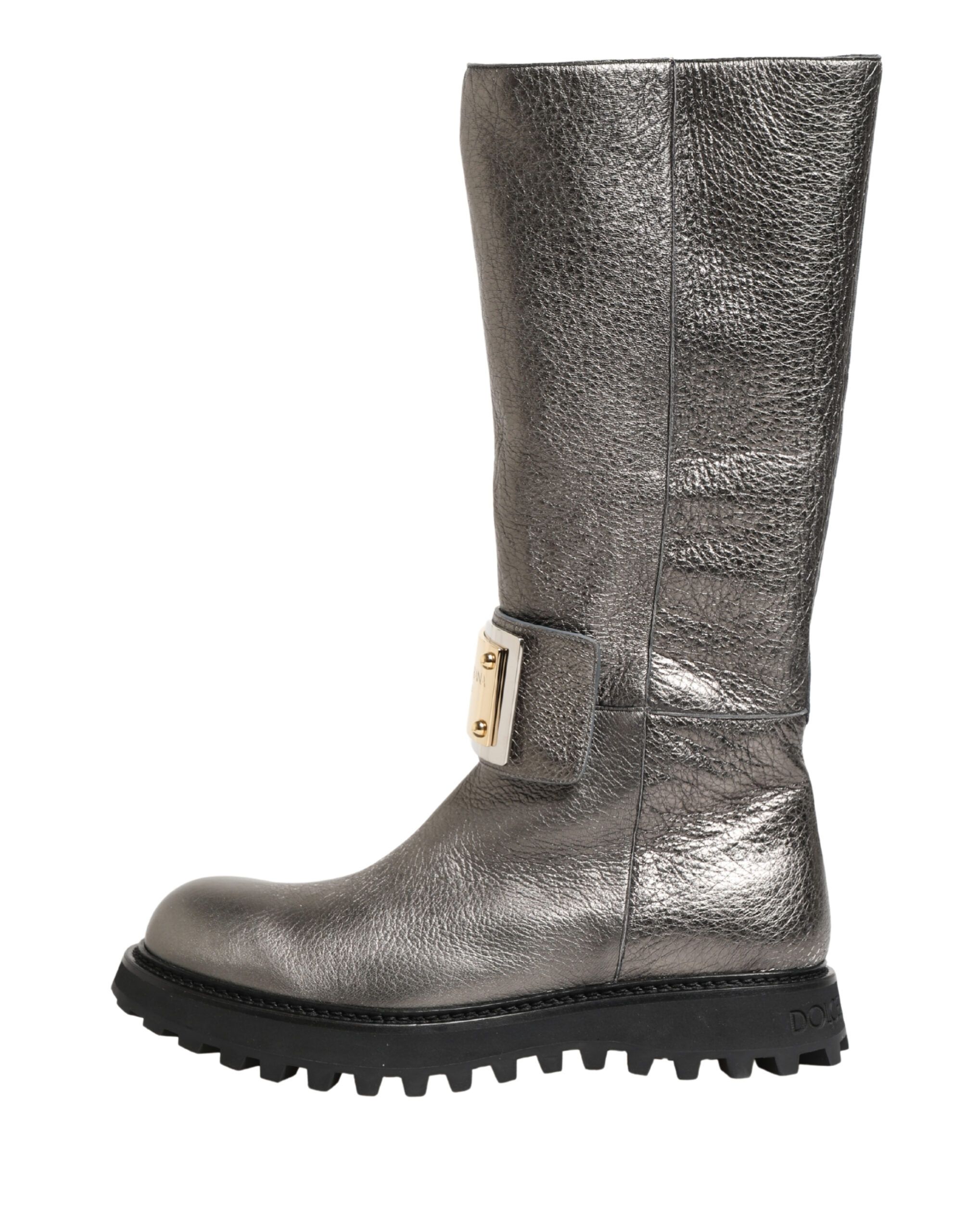 Metallic Leather Mid Calf Boots Men's Shoes - Dolce & Gabbana - Modalova