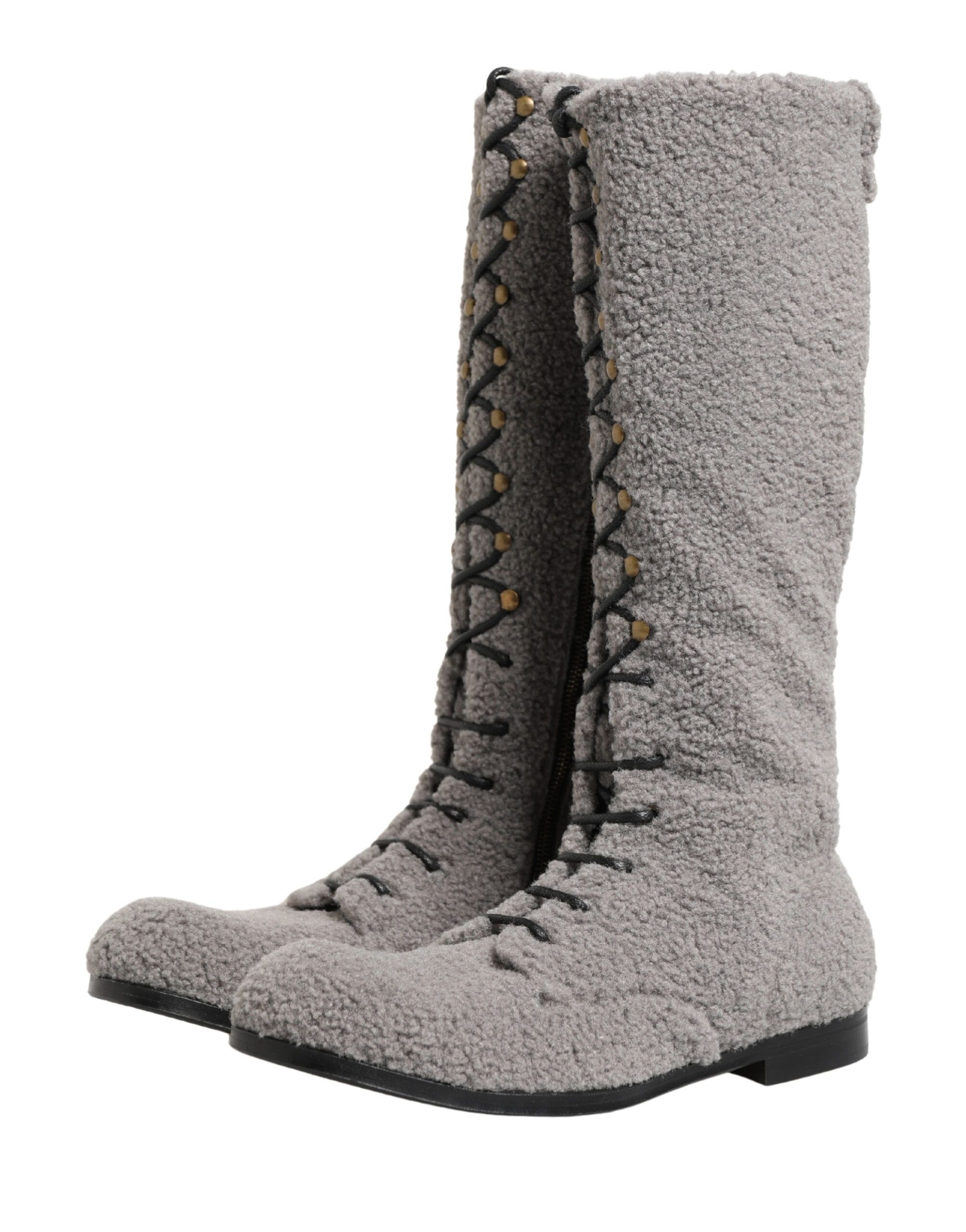 Shearling Lace Up Knee High Boots Men's Shoes - Dolce & Gabbana - Modalova