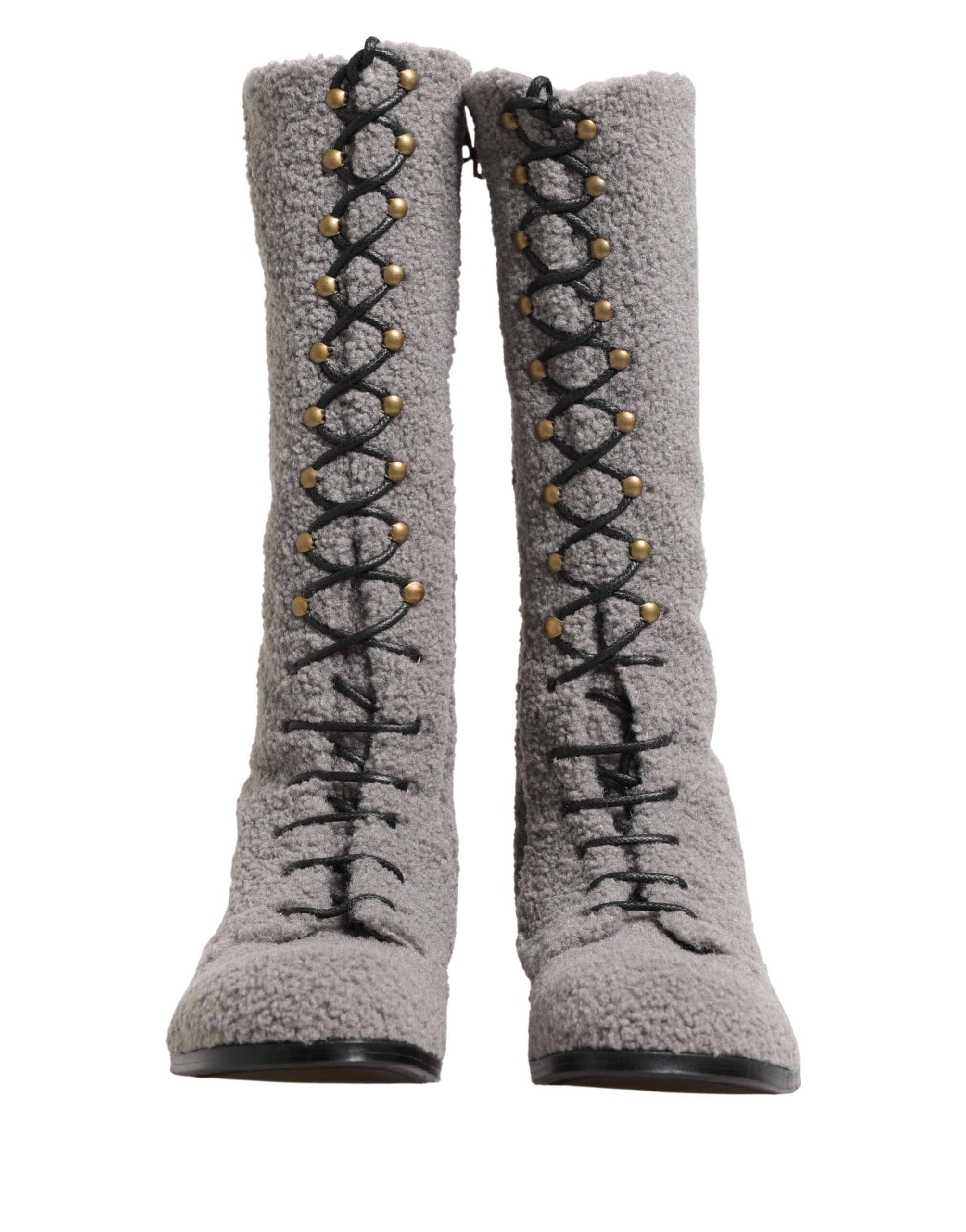 Shearling Lace Up Knee High Boots Men's Shoes - Dolce & Gabbana - Modalova