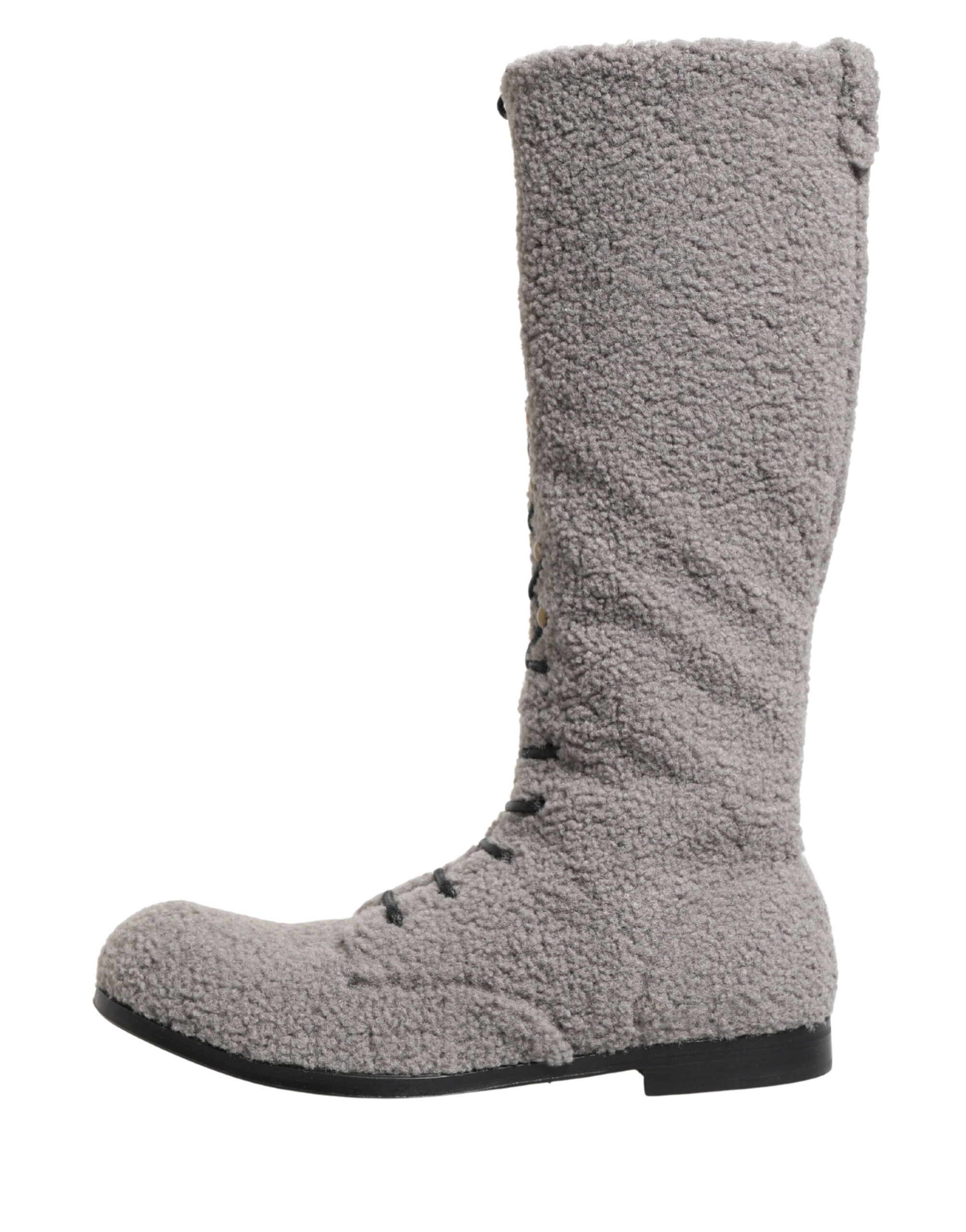 Shearling Lace Up Knee High Boots Men's Shoes - Dolce & Gabbana - Modalova