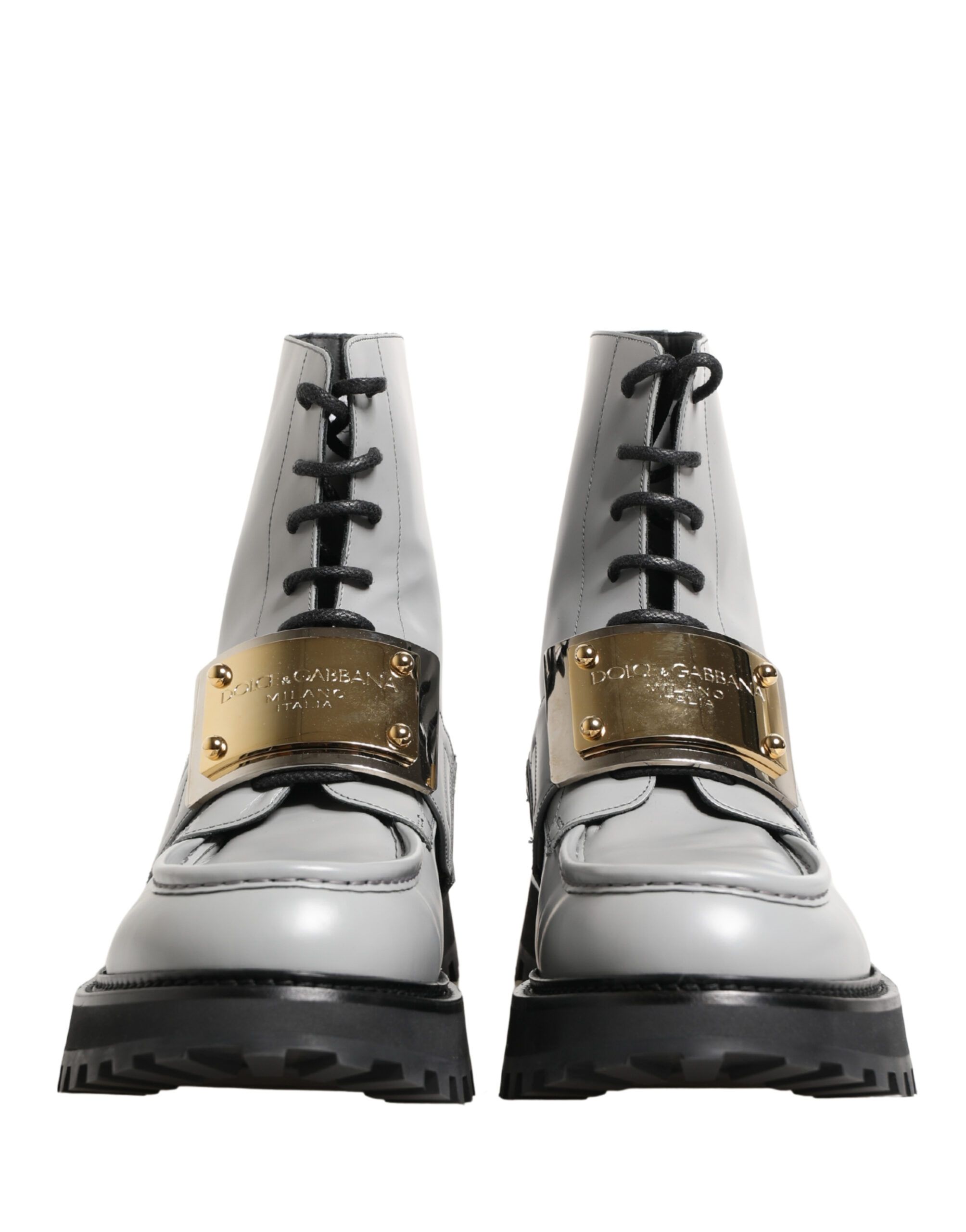 Leather Logo Plaque Ankle Boots Men's Shoes - Dolce & Gabbana - Modalova