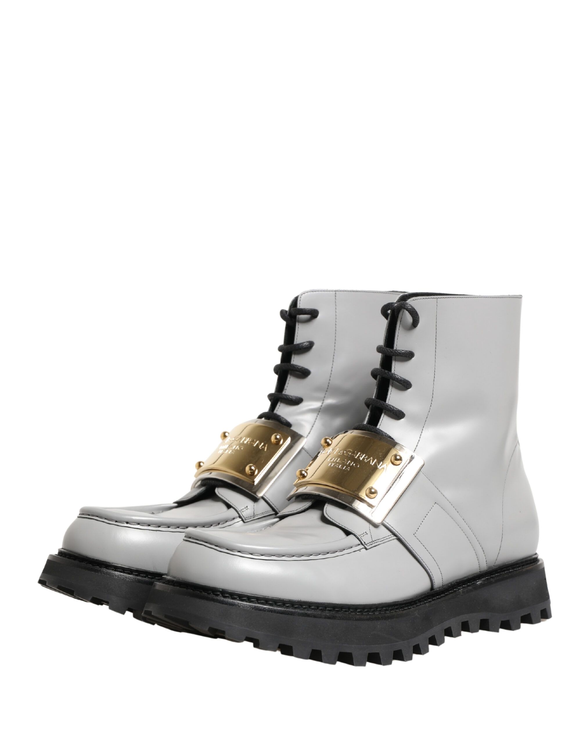 Leather Logo Plaque Ankle Boots Men's Shoes - Dolce & Gabbana - Modalova