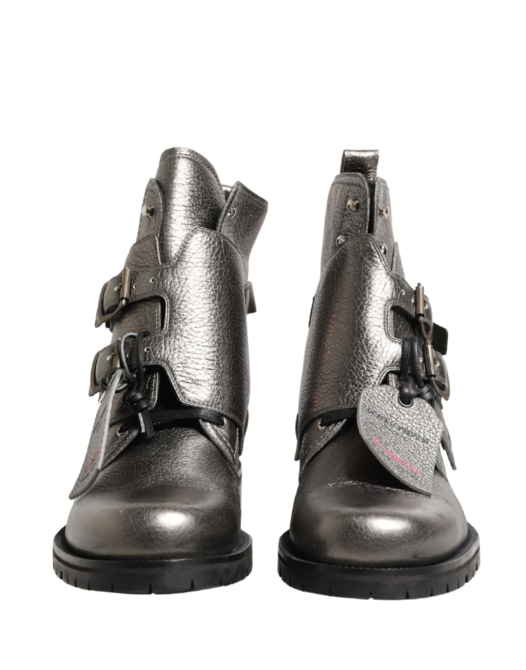 Metallic Leather Buckle Ankle Boots Men's Shoes - Dolce & Gabbana - Modalova