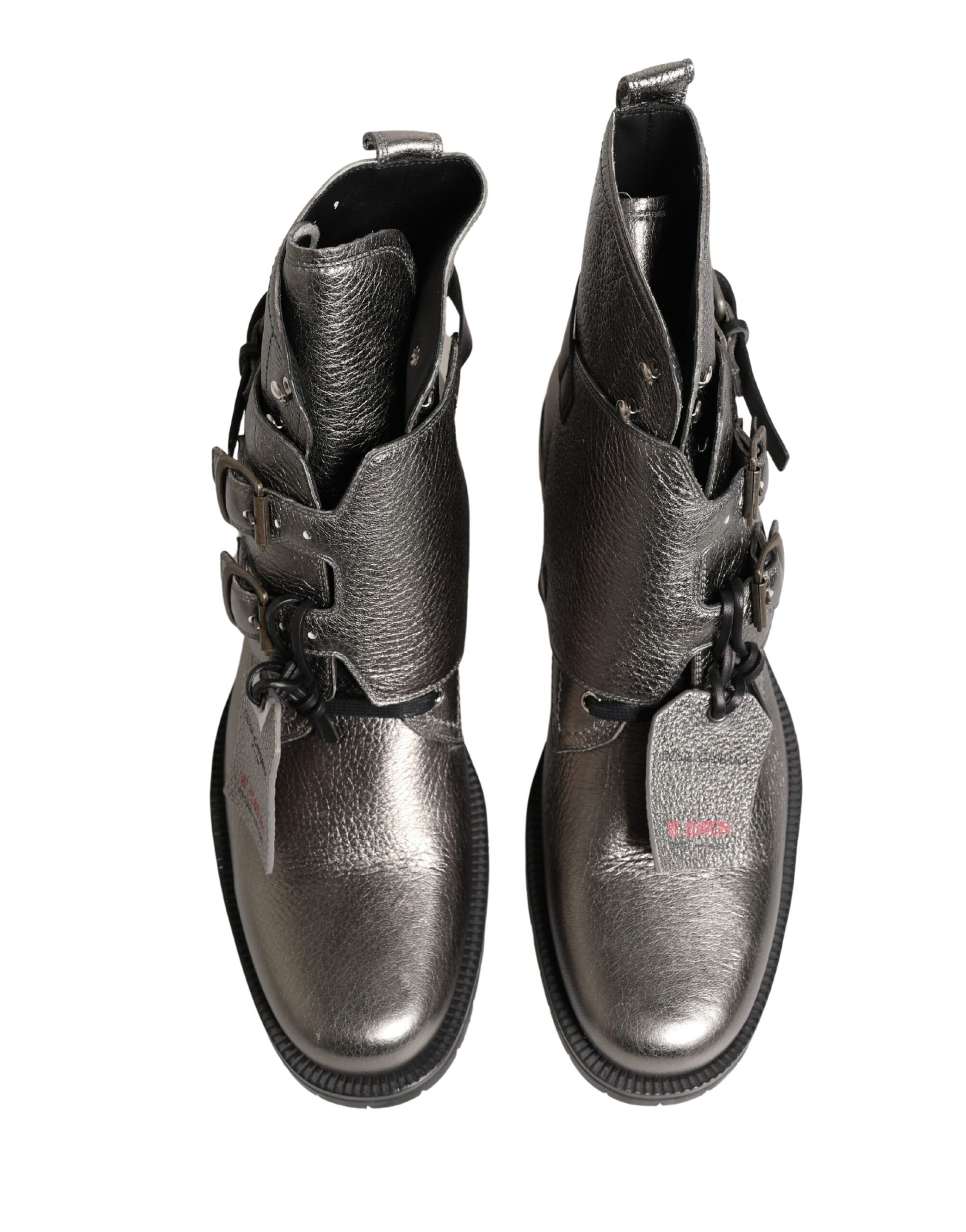 Metallic Leather Buckle Ankle Boots Men's Shoes - Dolce & Gabbana - Modalova