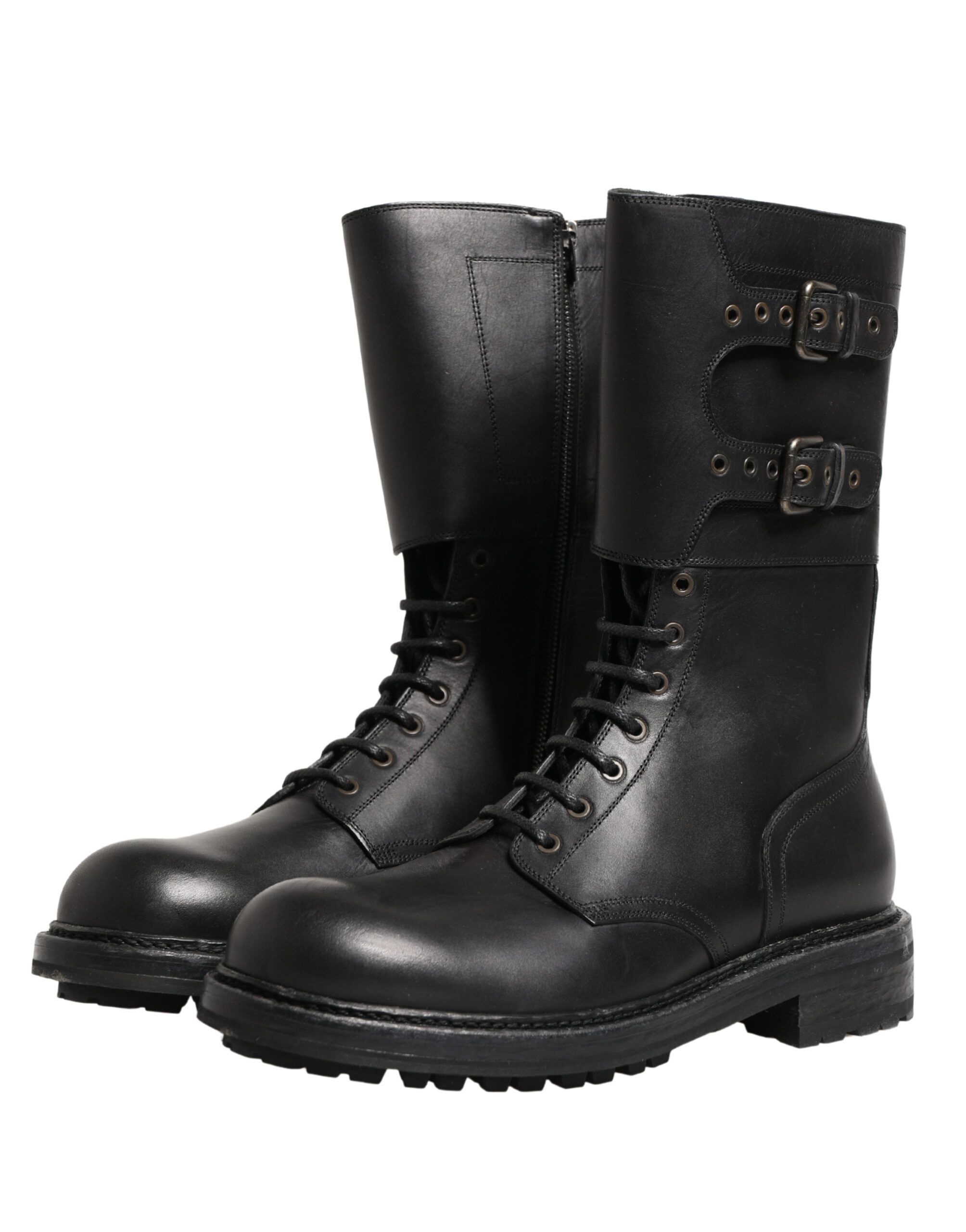Leather Belted Buckle Combat Boots Men's Shoes - Dolce & Gabbana - Modalova