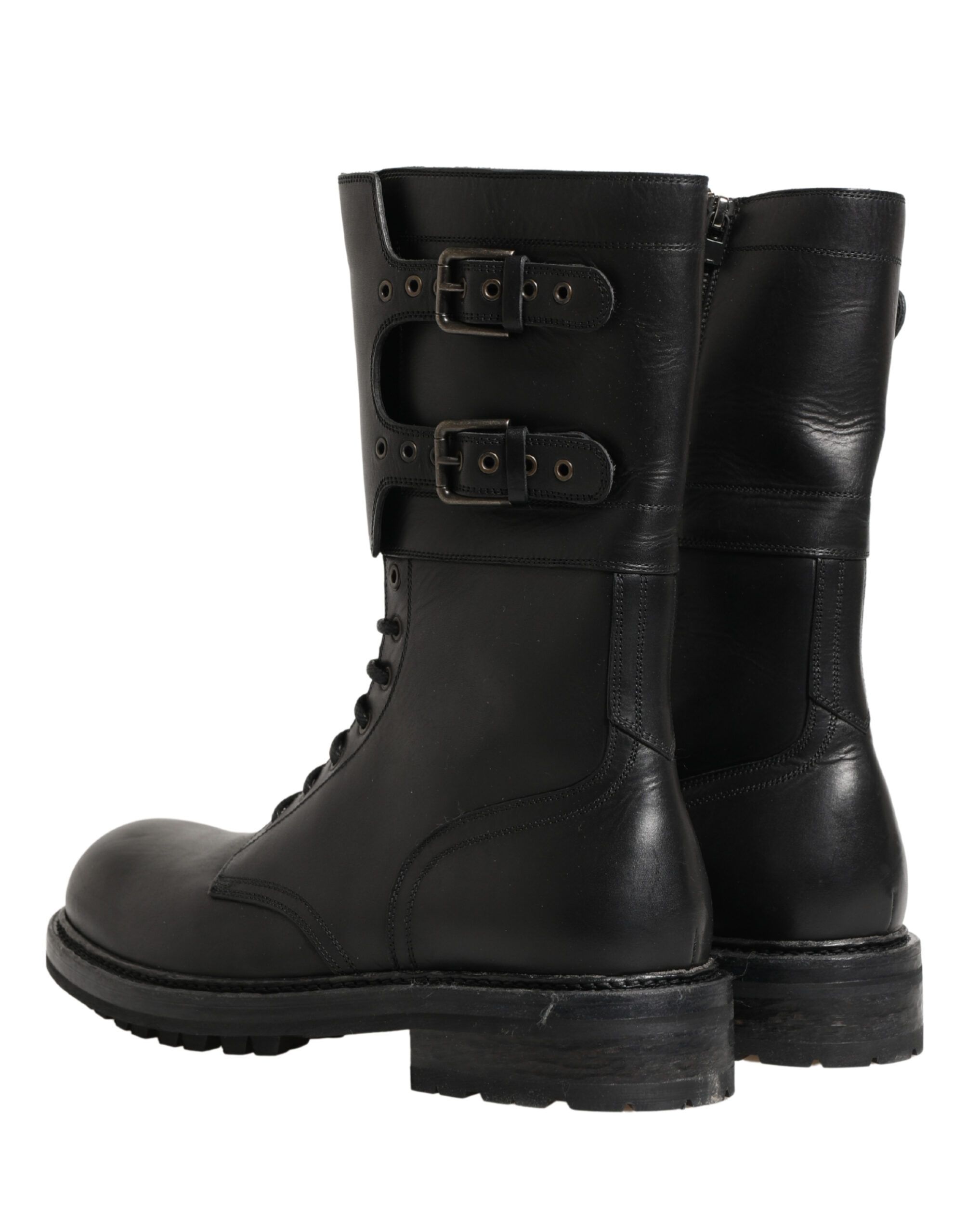 Leather Belted Buckle Combat Boots Men's Shoes - Dolce & Gabbana - Modalova