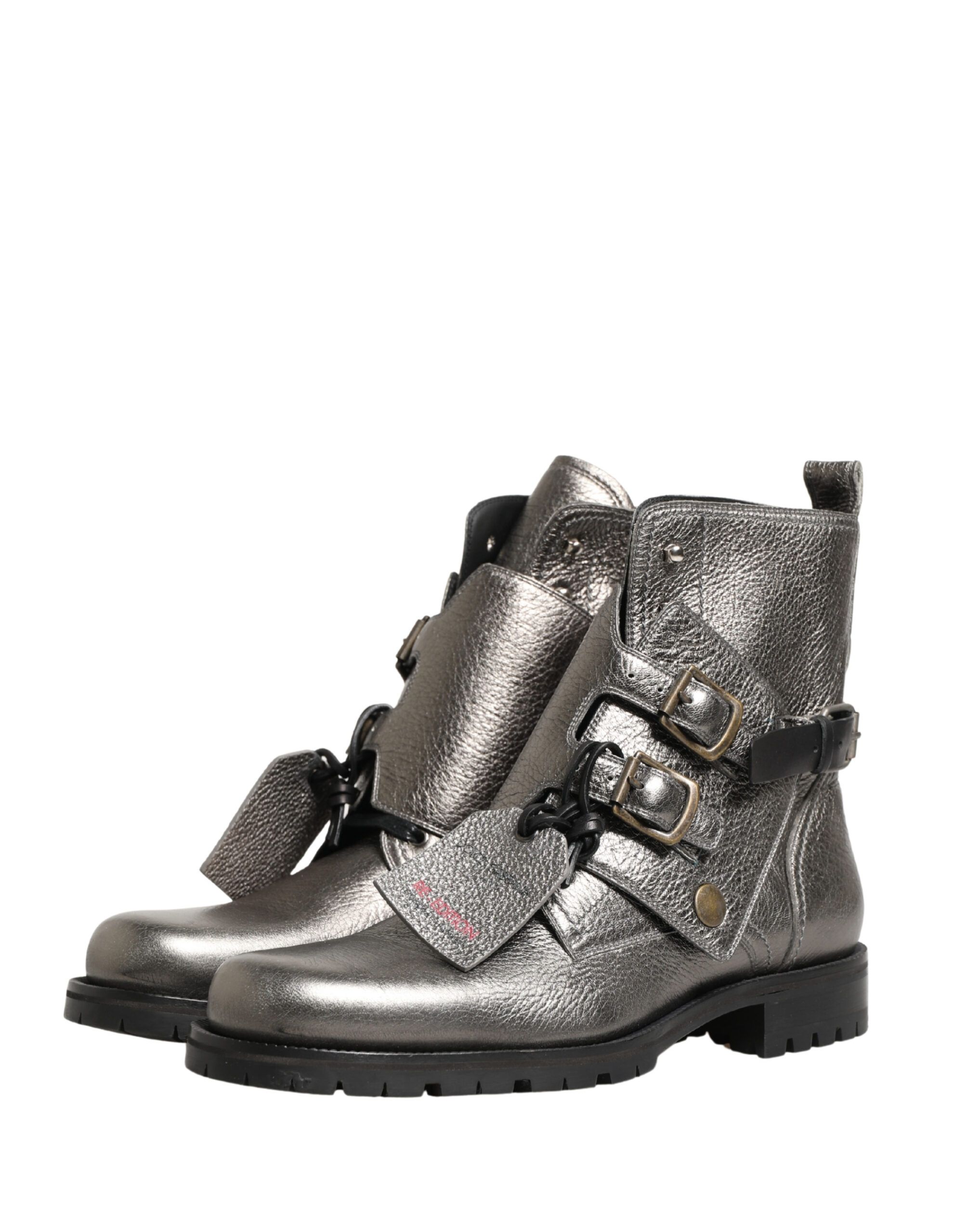 Metallic Leather Buckle Ankle Boots Men's Shoes - Dolce & Gabbana - Modalova