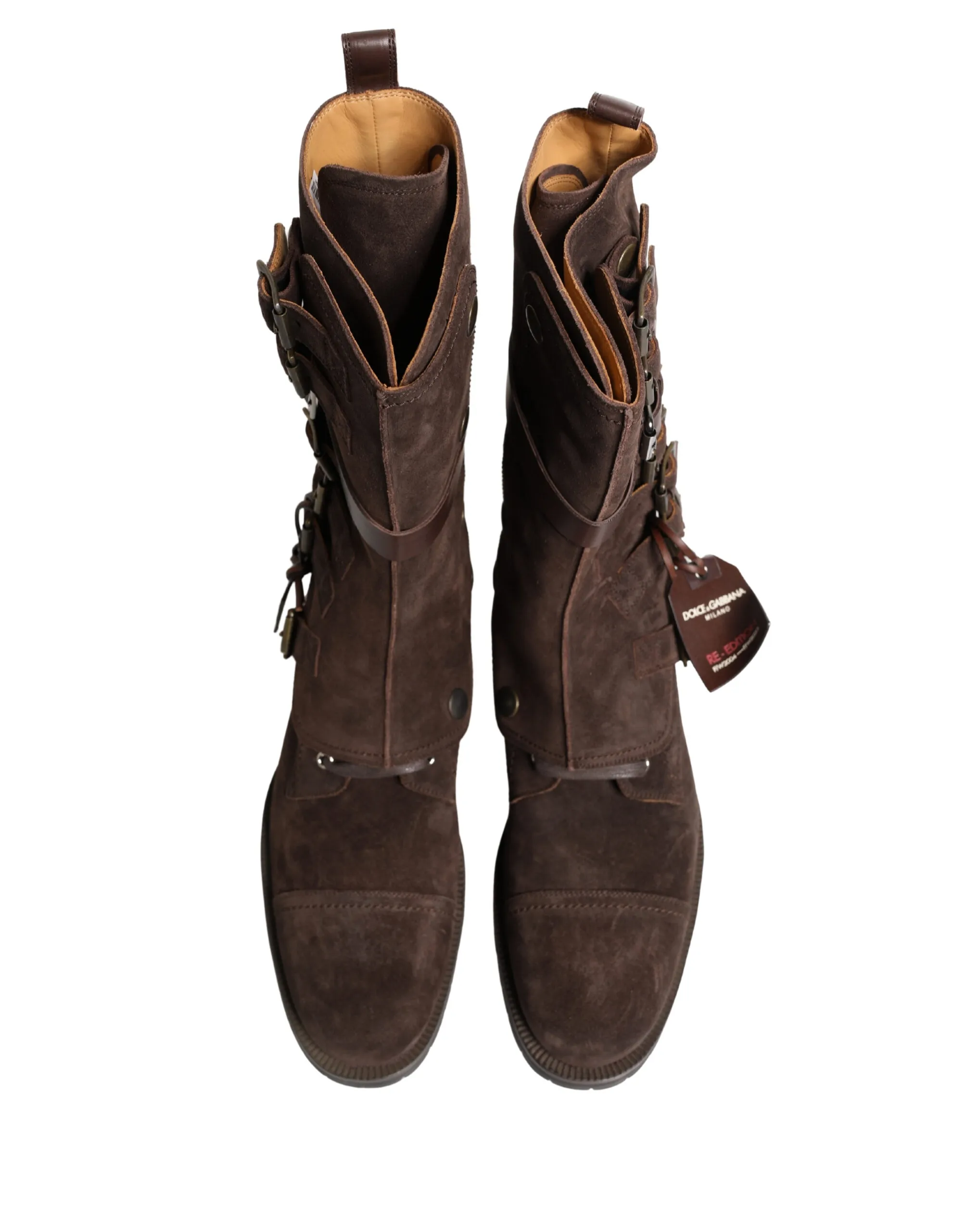 Suede Leather Combat Ankle Boots Men's Shoes - Dolce & Gabbana - Modalova