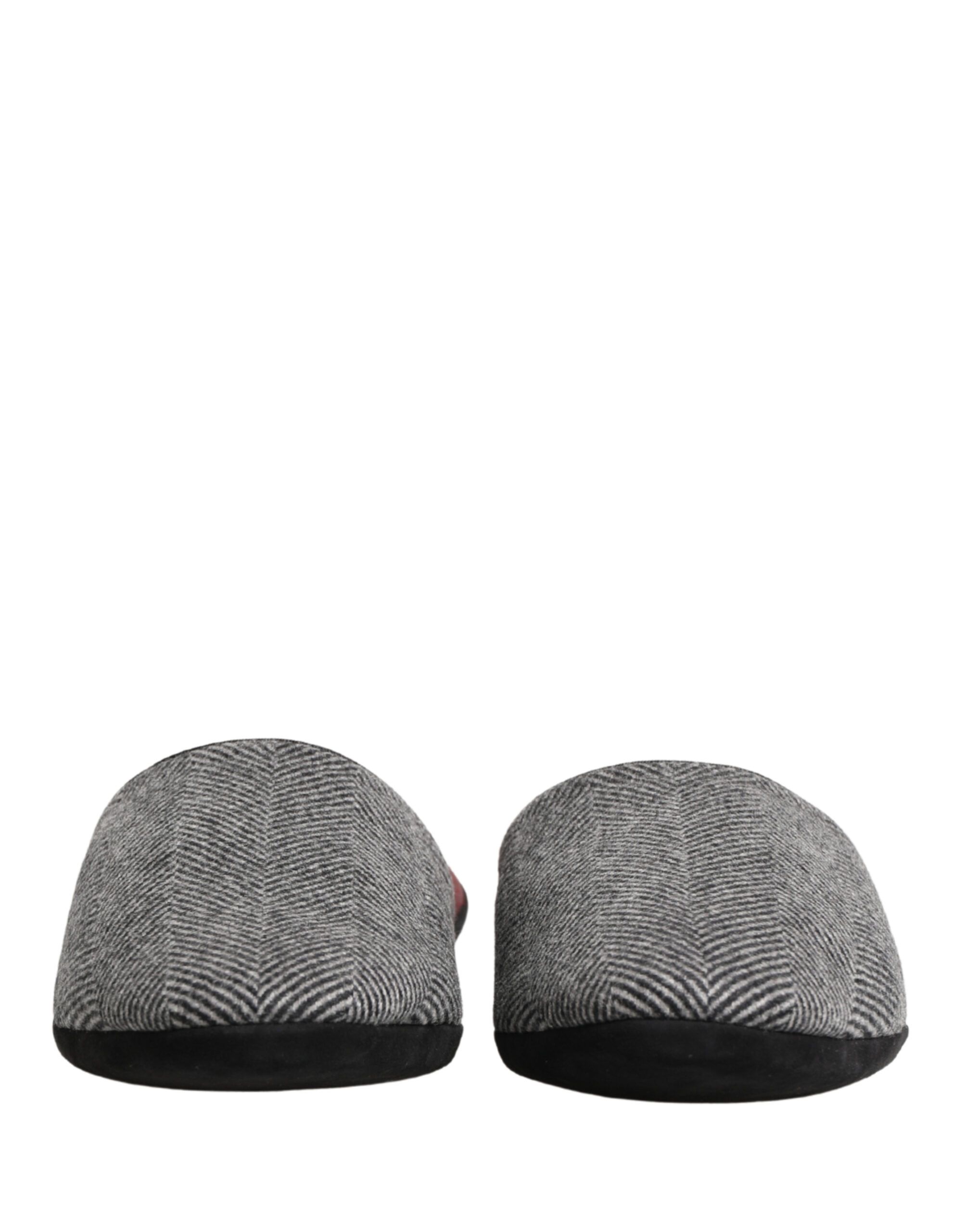 Grey Herringbone Cashmere Red Slippers Men's Shoes - Dolce & Gabbana - Modalova