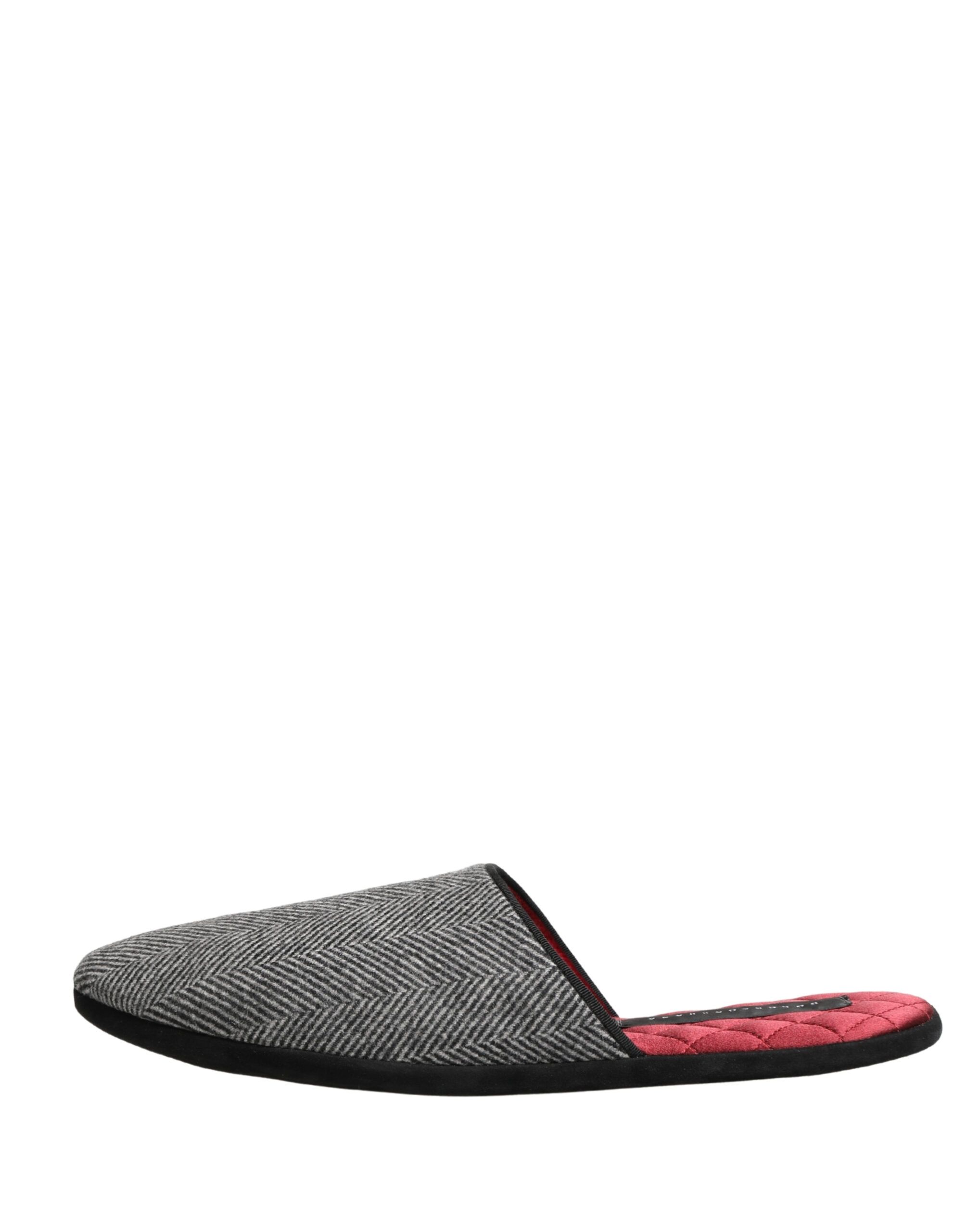 Grey Herringbone Cashmere Red Slippers Men's Shoes - Dolce & Gabbana - Modalova