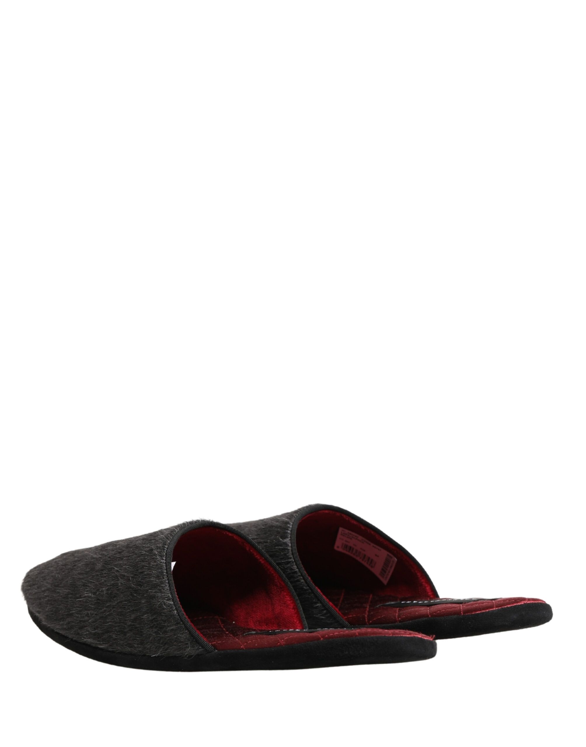 Dark Grey Charcoal Wool Red Slippers Men's Shoes - Dolce & Gabbana - Modalova