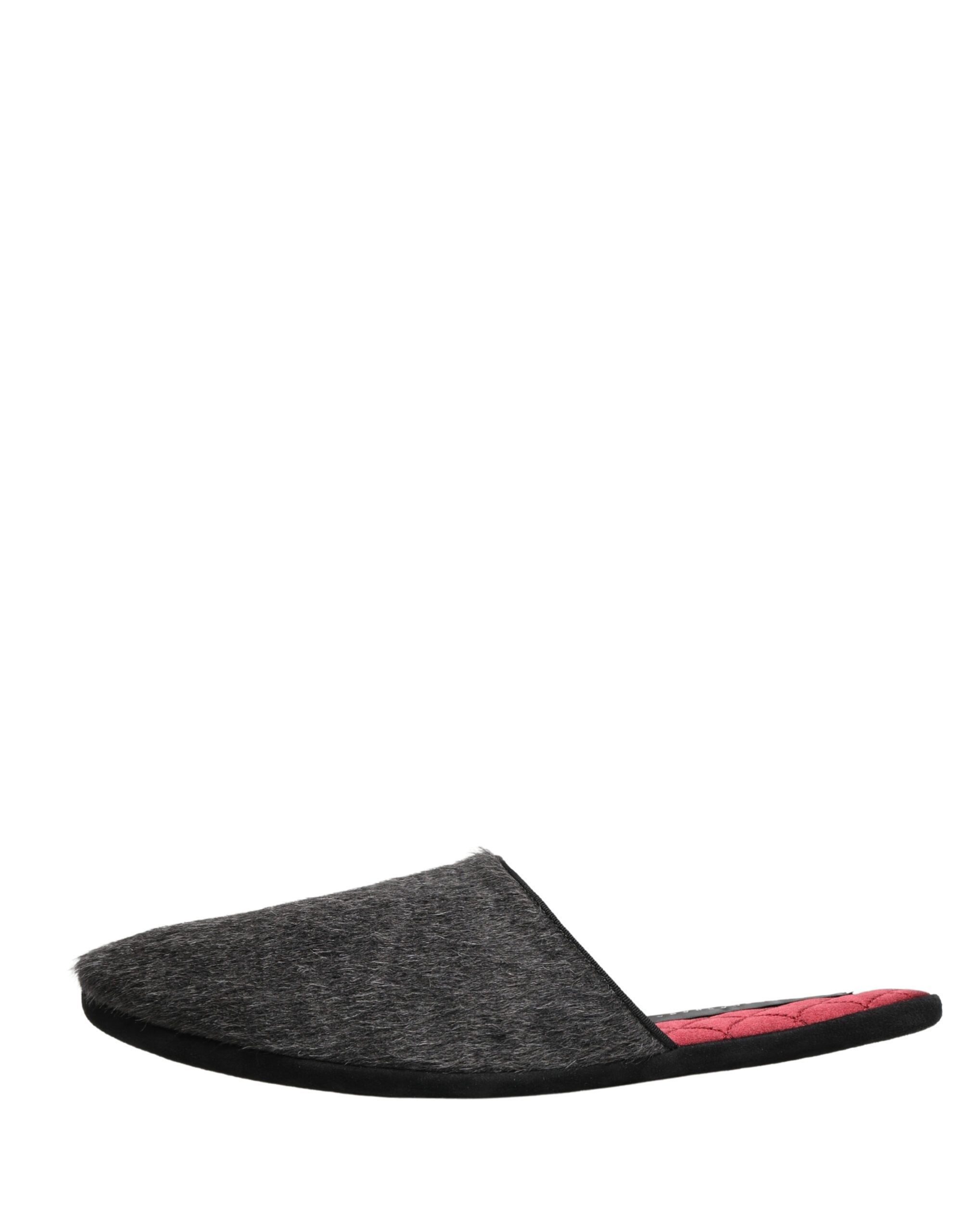 Dark Grey Charcoal Wool Red Slippers Men's Shoes - Dolce & Gabbana - Modalova