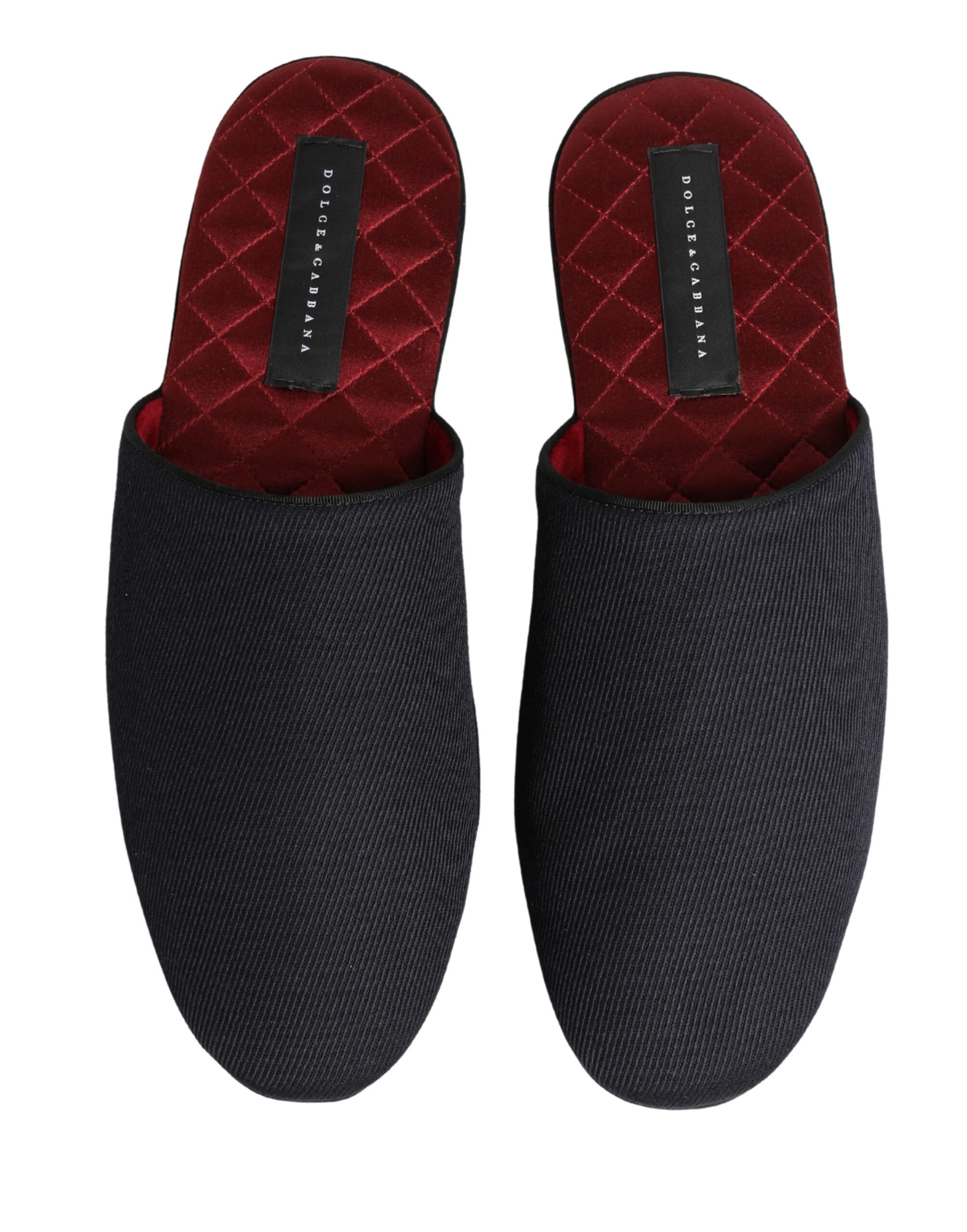 Dark Navy Wool Cotton Red Chevron Slippers Men's Shoes - Dolce & Gabbana - Modalova