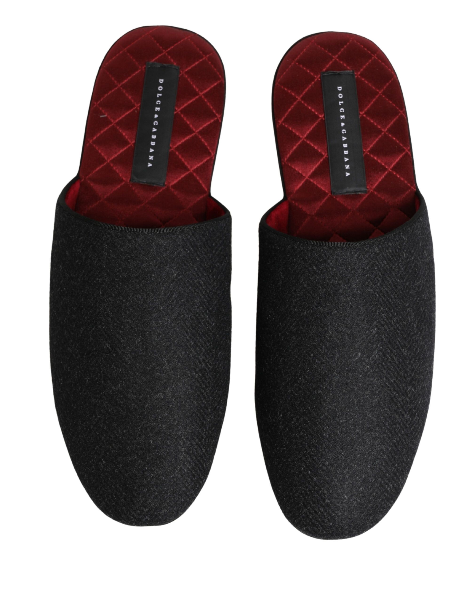 Anthracite Wool Cashmere Quilted Slippers Men's Shoes - Dolce & Gabbana - Modalova