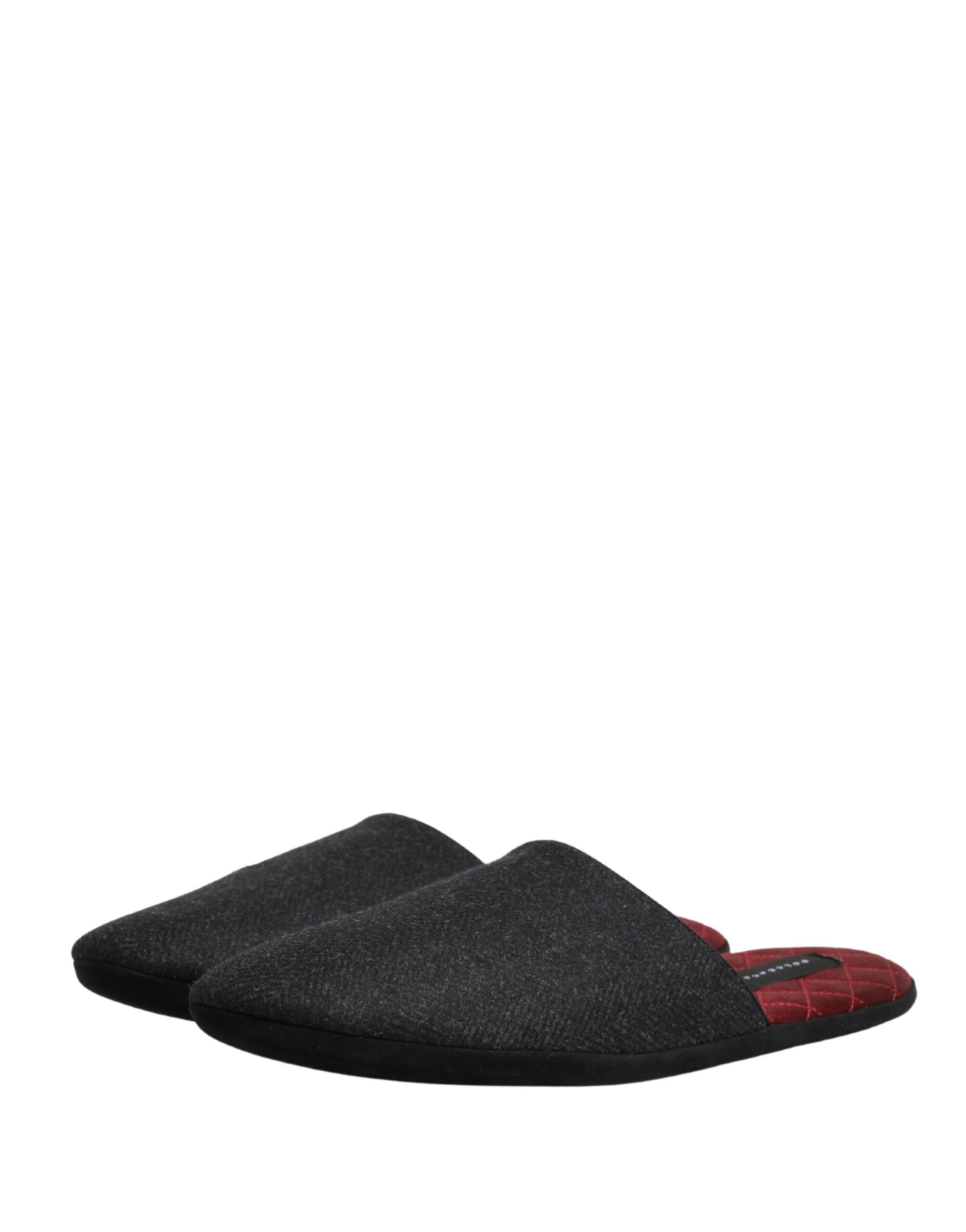 Anthracite Wool Cashmere Quilted Slippers Men's Shoes - Dolce & Gabbana - Modalova