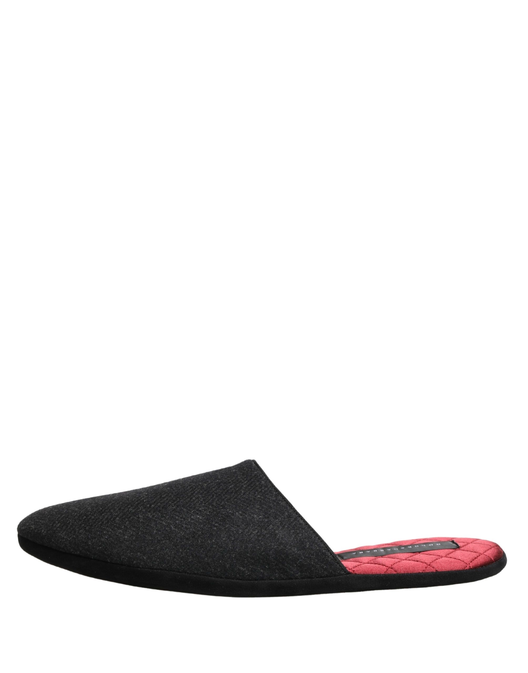 Anthracite Wool Cashmere Quilted Slippers Men's Shoes - Dolce & Gabbana - Modalova