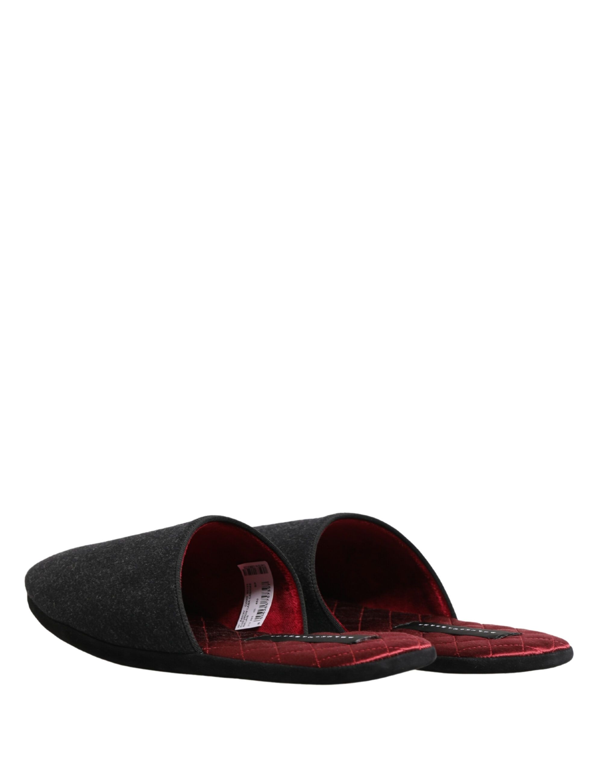 Anthracite Wool Cashmere Quilted Slippers Men's Shoes - Dolce & Gabbana - Modalova