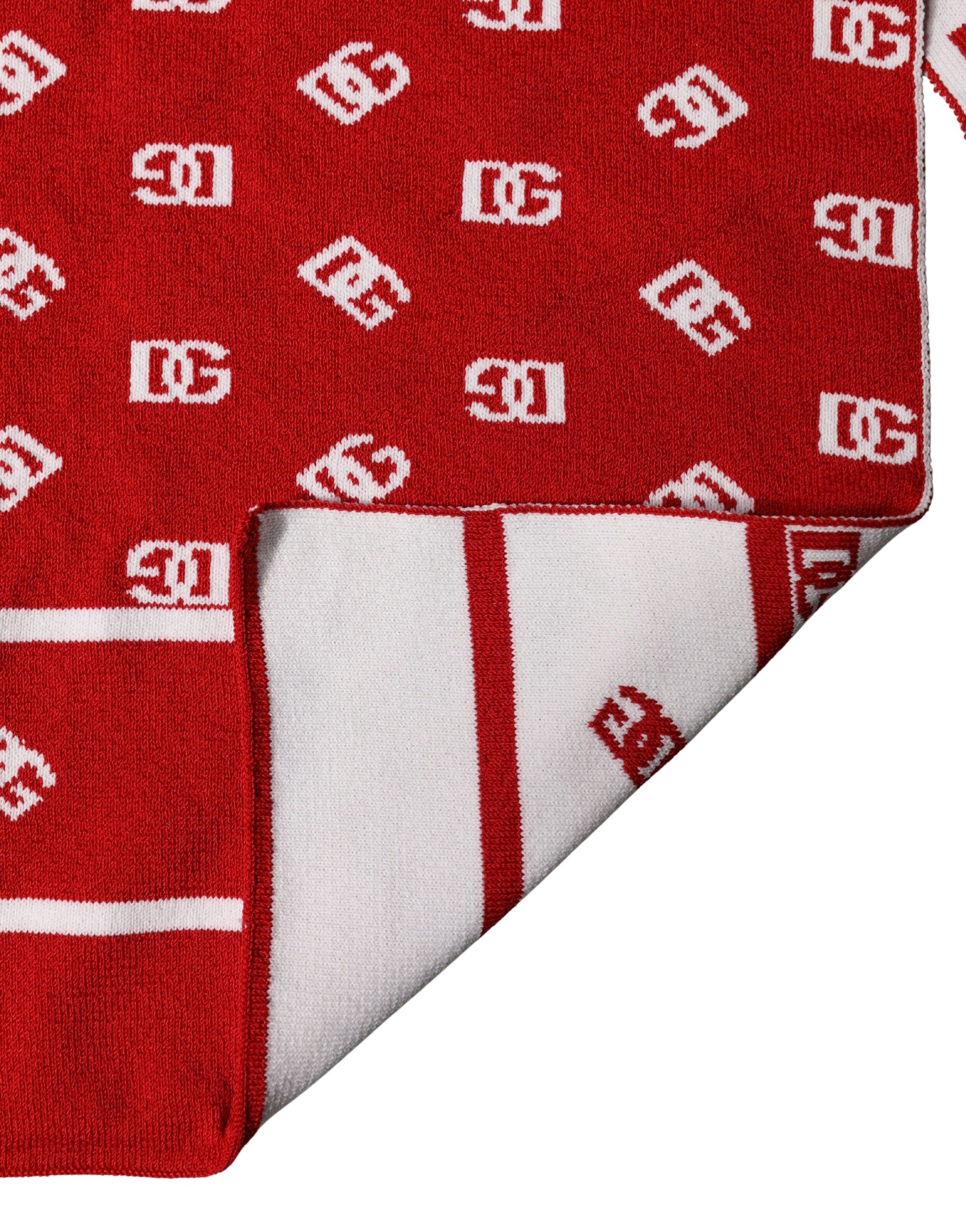 Red White Logo Print Foulard 201cm x 40.5cm Men Men's Scarf - Dolce & Gabbana - Modalova