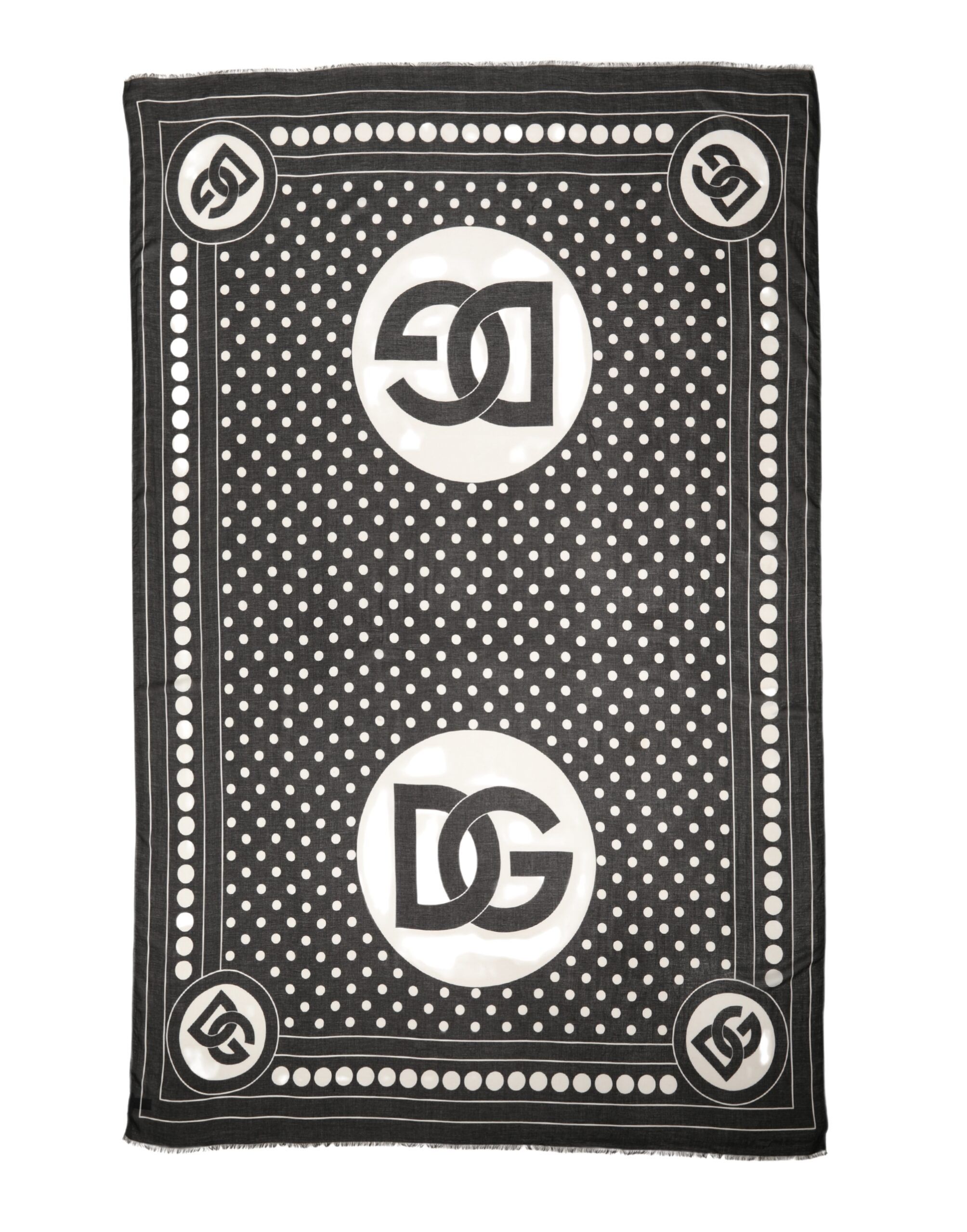 Black White Polka Dot Logo Stole Wrap 188cm x 116cm Women's Scarf (Pre-Owned) - Dolce & Gabbana - Modalova