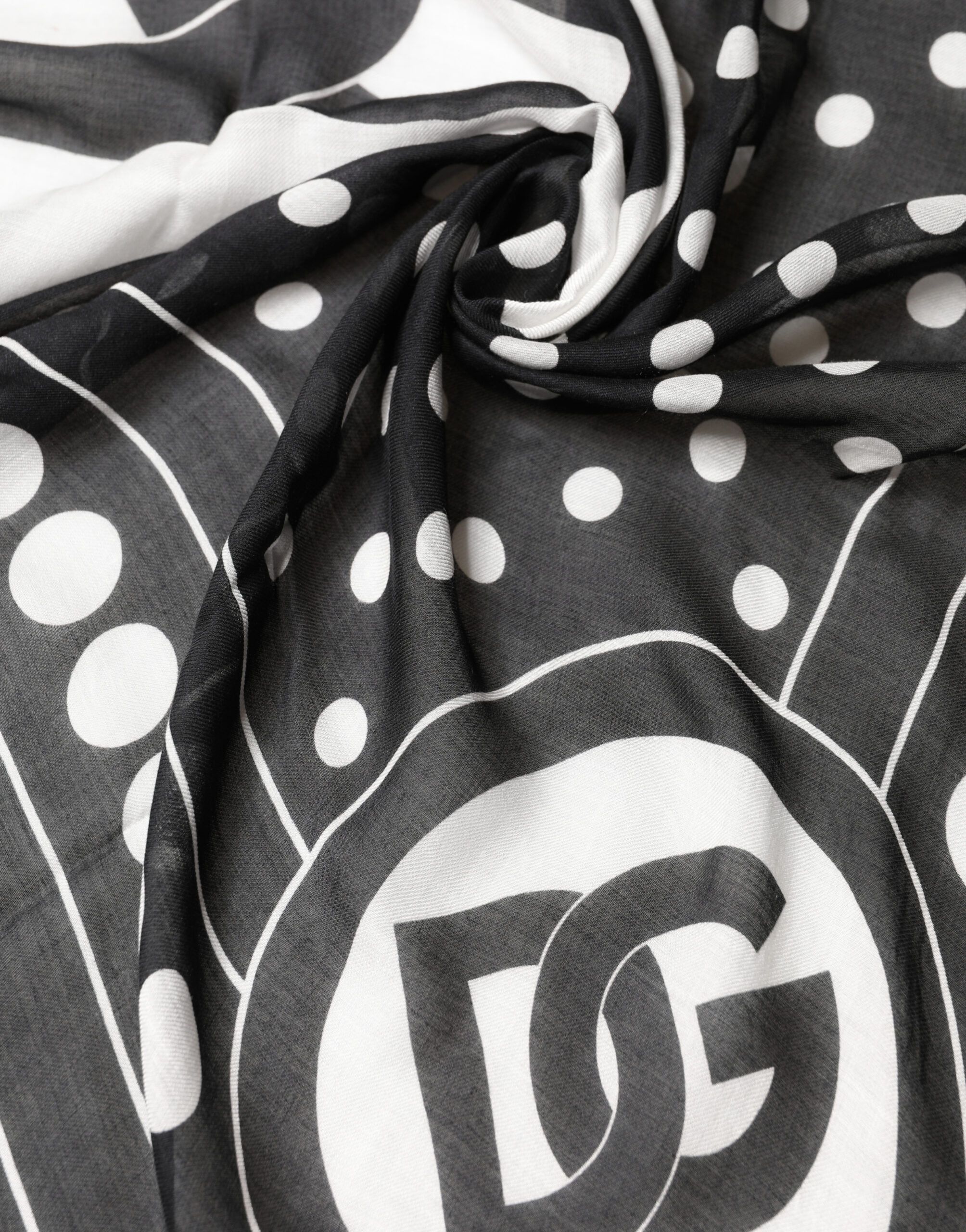 Black White Polka Dot Logo Stole Wrap 188cm x 116cm Women's Scarf (Pre-Owned) - Dolce & Gabbana - Modalova