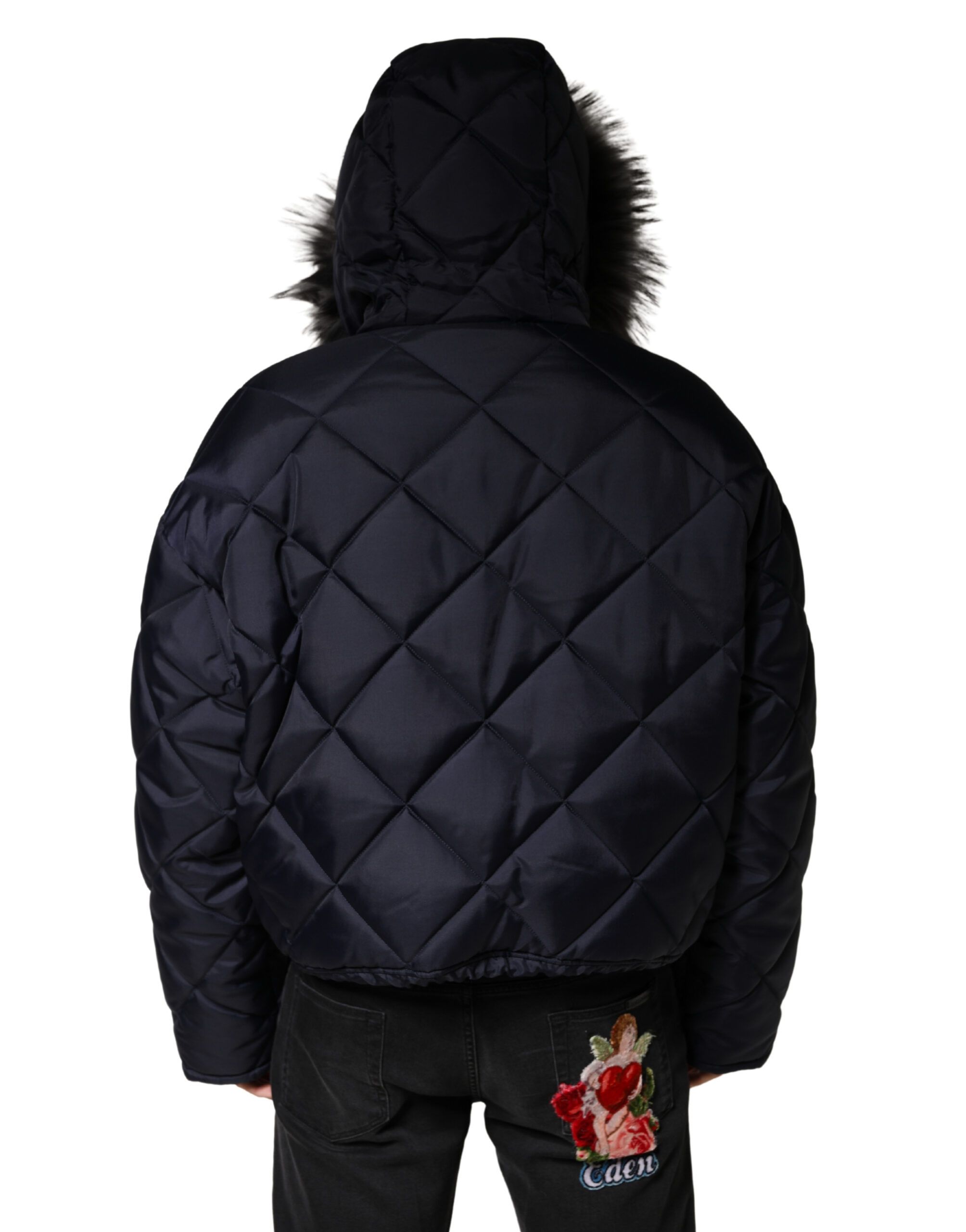 Quilted Fur Shearling Hooded Men's Jacket - Dolce & Gabbana - Modalova