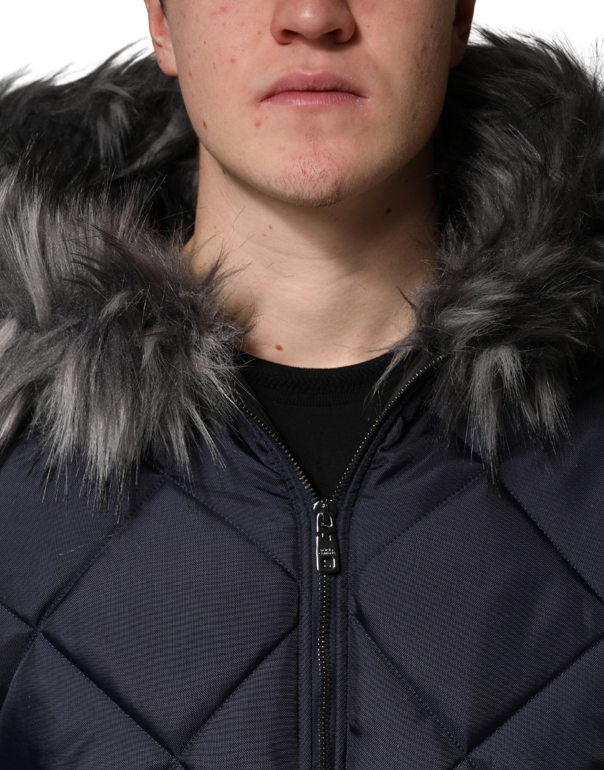 Quilted Fur Shearling Hooded Men's Jacket - Dolce & Gabbana - Modalova