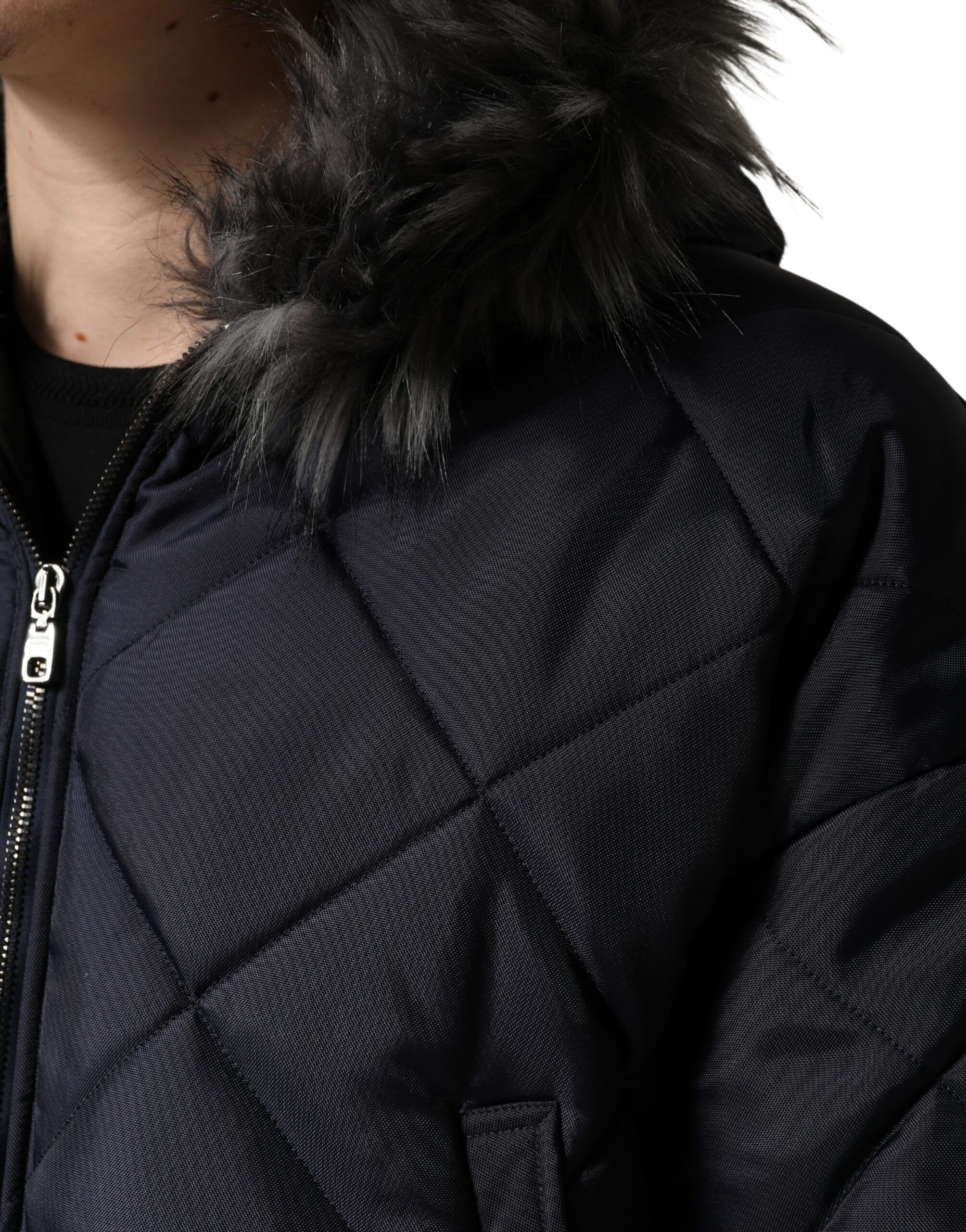 Quilted Fur Shearling Hooded Men's Jacket - Dolce & Gabbana - Modalova