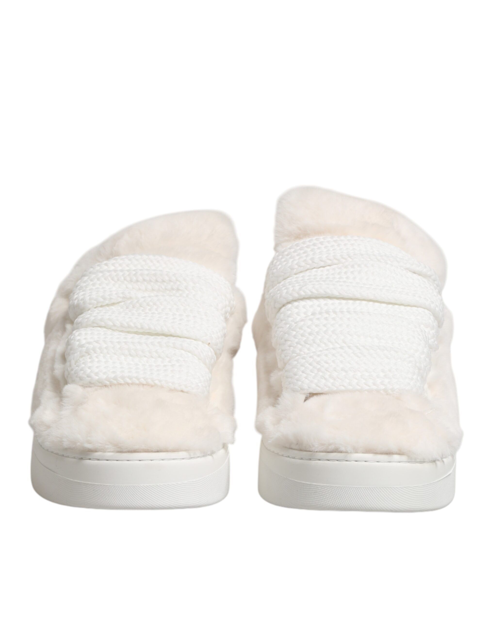 Shearling Fur Bianco Low Top Sneakers Men's Shoes - Dolce & Gabbana - Modalova