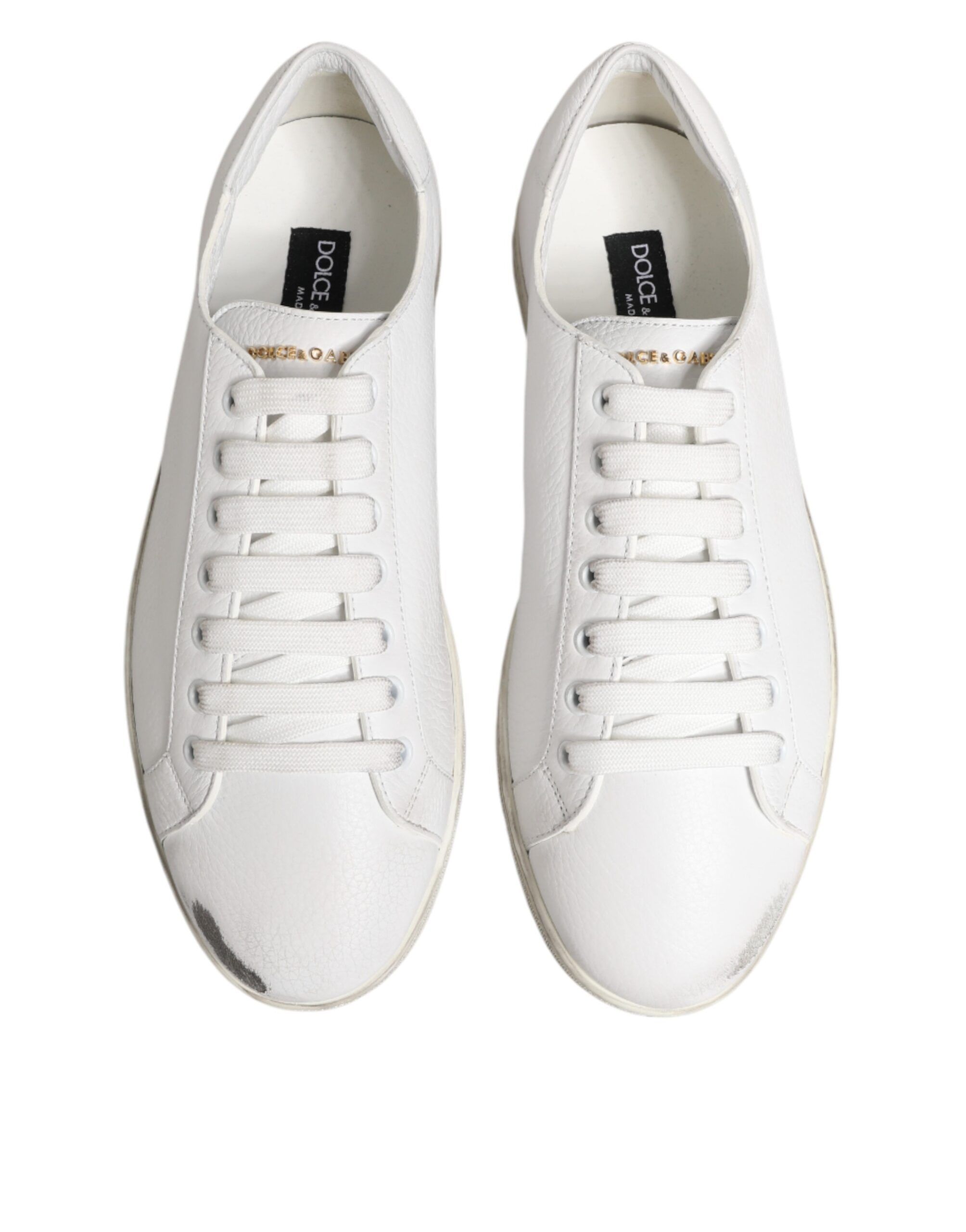 Bianco Leather Men Low Top Sneakers Men's Shoes (Pre-Owned) - Dolce & Gabbana - Modalova
