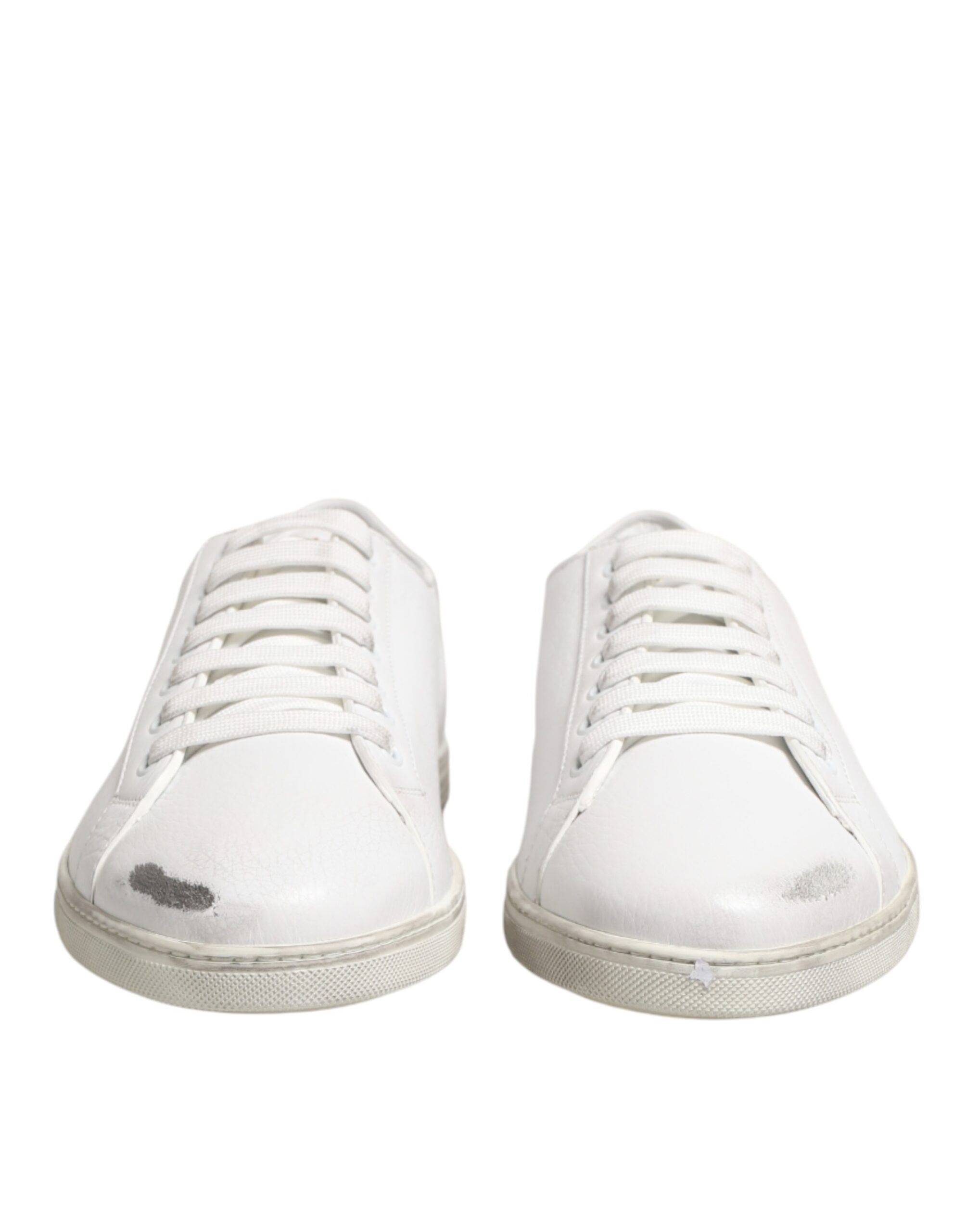 Bianco Leather Men Low Top Sneakers Men's Shoes (Pre-Owned) - Dolce & Gabbana - Modalova