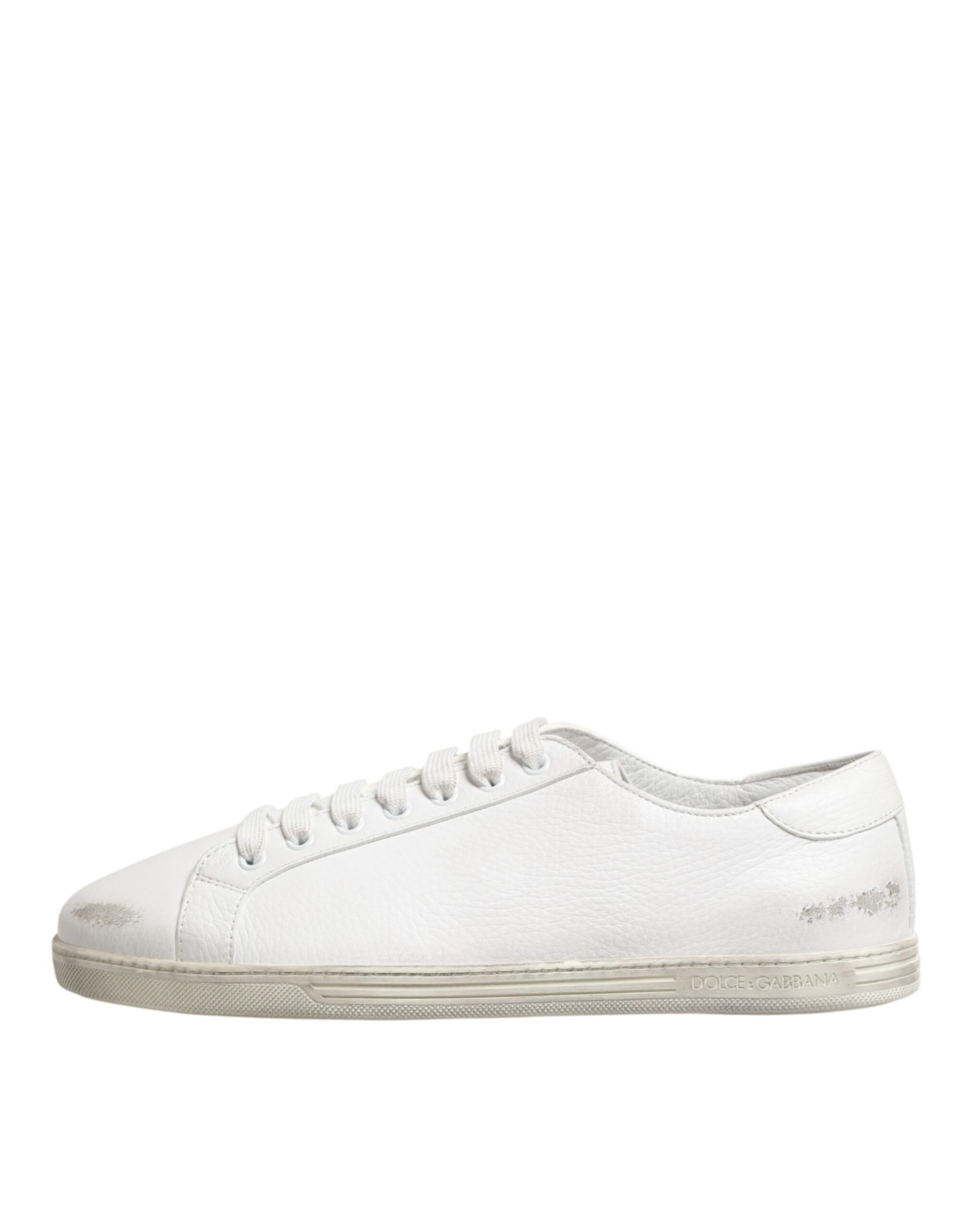 Bianco Leather Men Low Top Sneakers Men's Shoes (Pre-Owned) - Dolce & Gabbana - Modalova