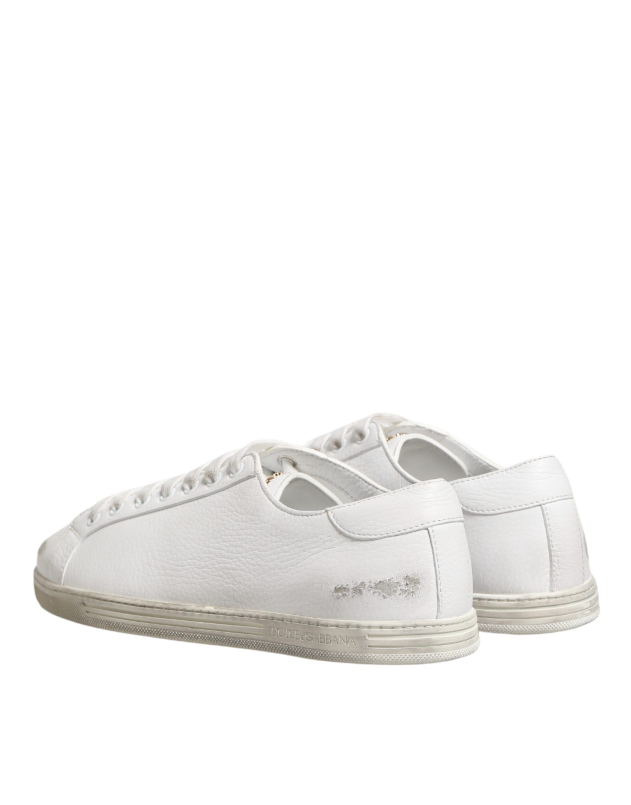 Bianco Leather Men Low Top Sneakers Men's Shoes (Pre-Owned) - Dolce & Gabbana - Modalova