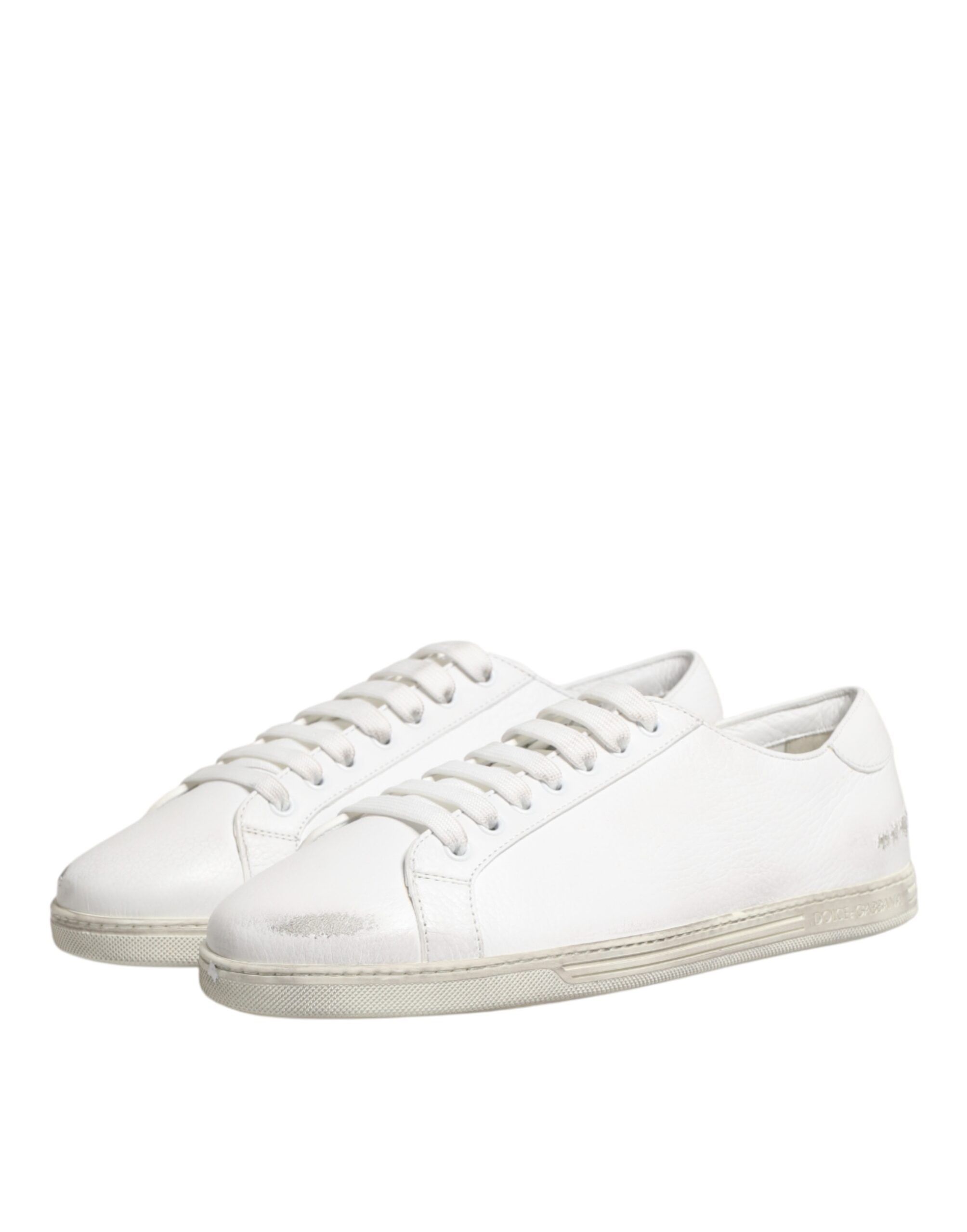Bianco Leather Men Low Top Sneakers Men's Shoes (Pre-Owned) - Dolce & Gabbana - Modalova