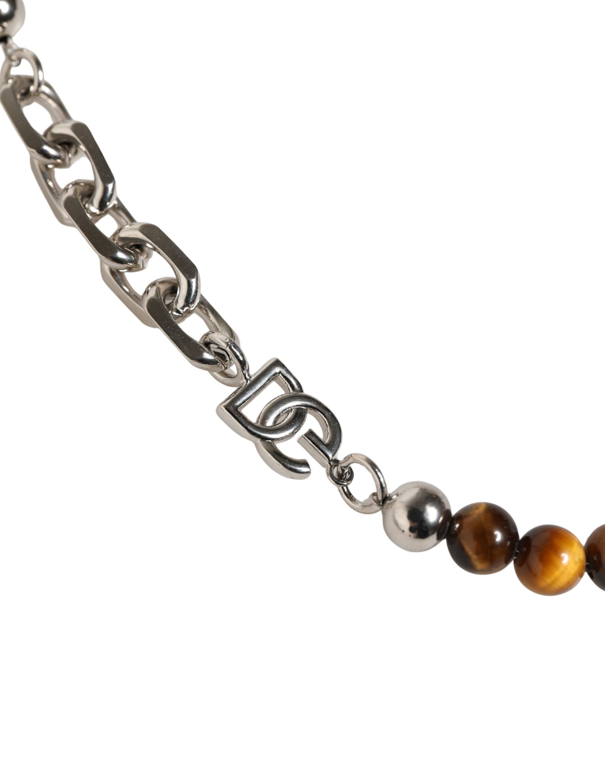 Tone Brass Chain Beaded Gem DG Logo Women's Bracelet - Dolce & Gabbana - Modalova