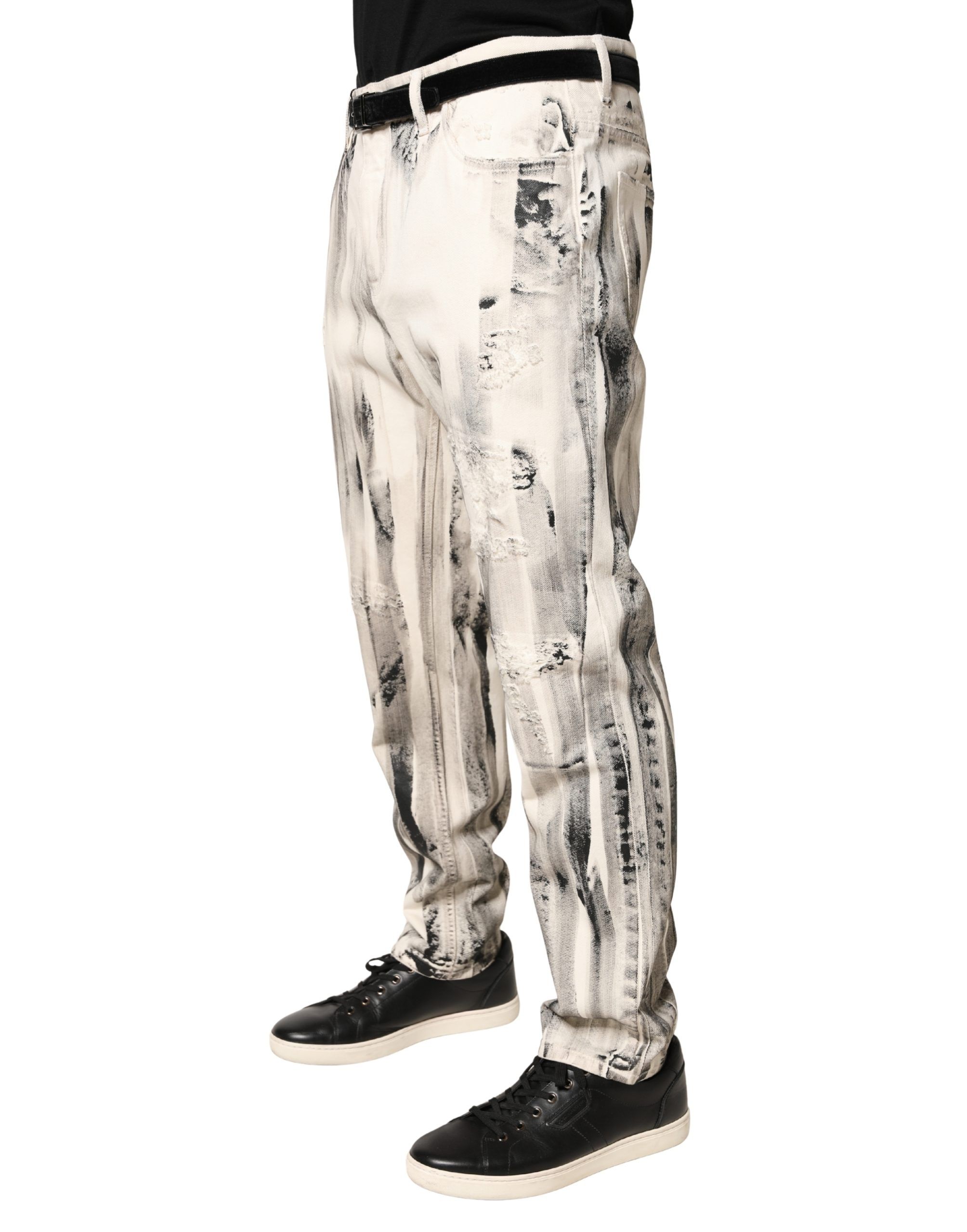 Distressed Paint Print LooseDenim Men's Jeans - Dolce & Gabbana - Modalova