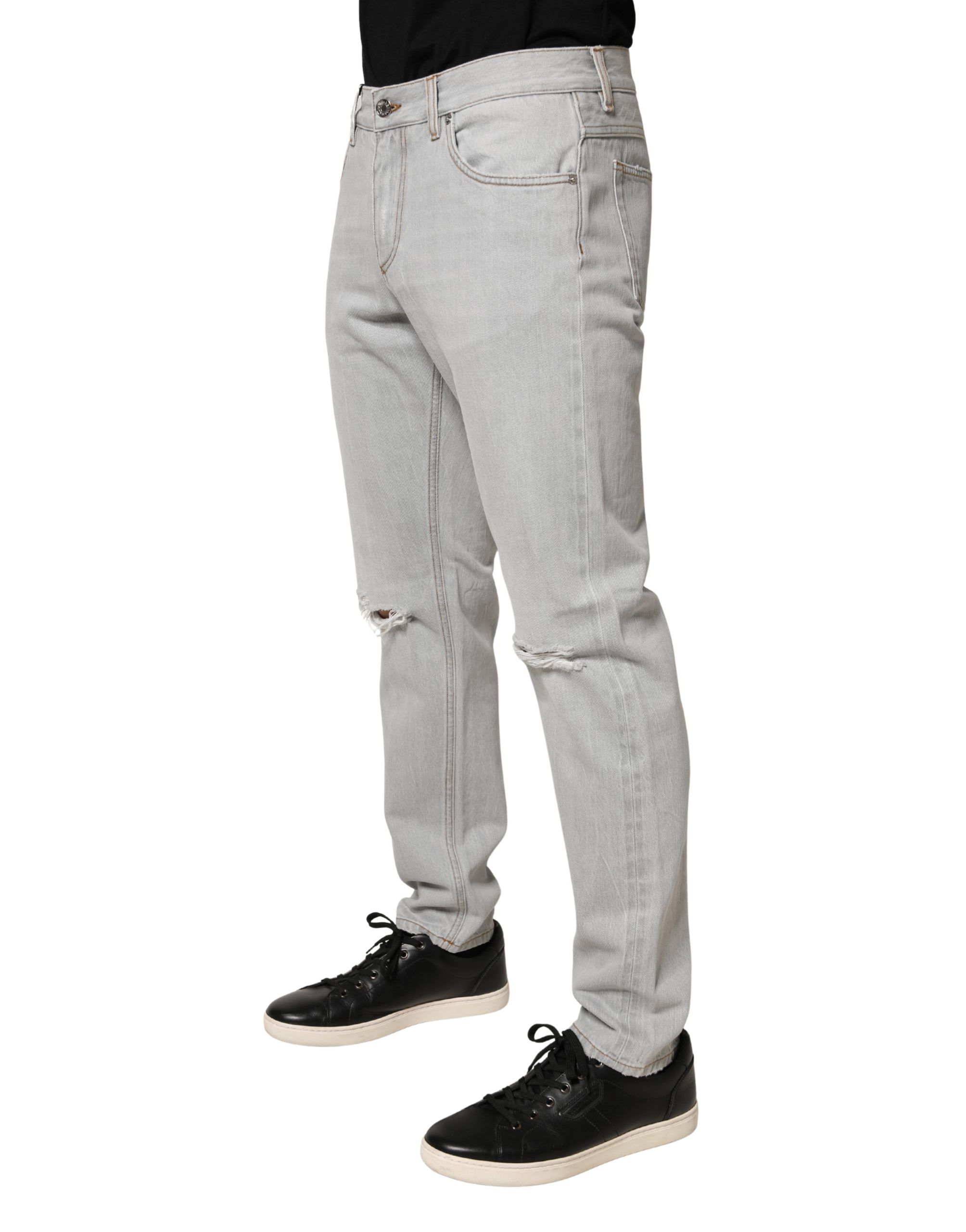 Light Ripped Cotton Regular Denim Men's Jeans - Dolce & Gabbana - Modalova