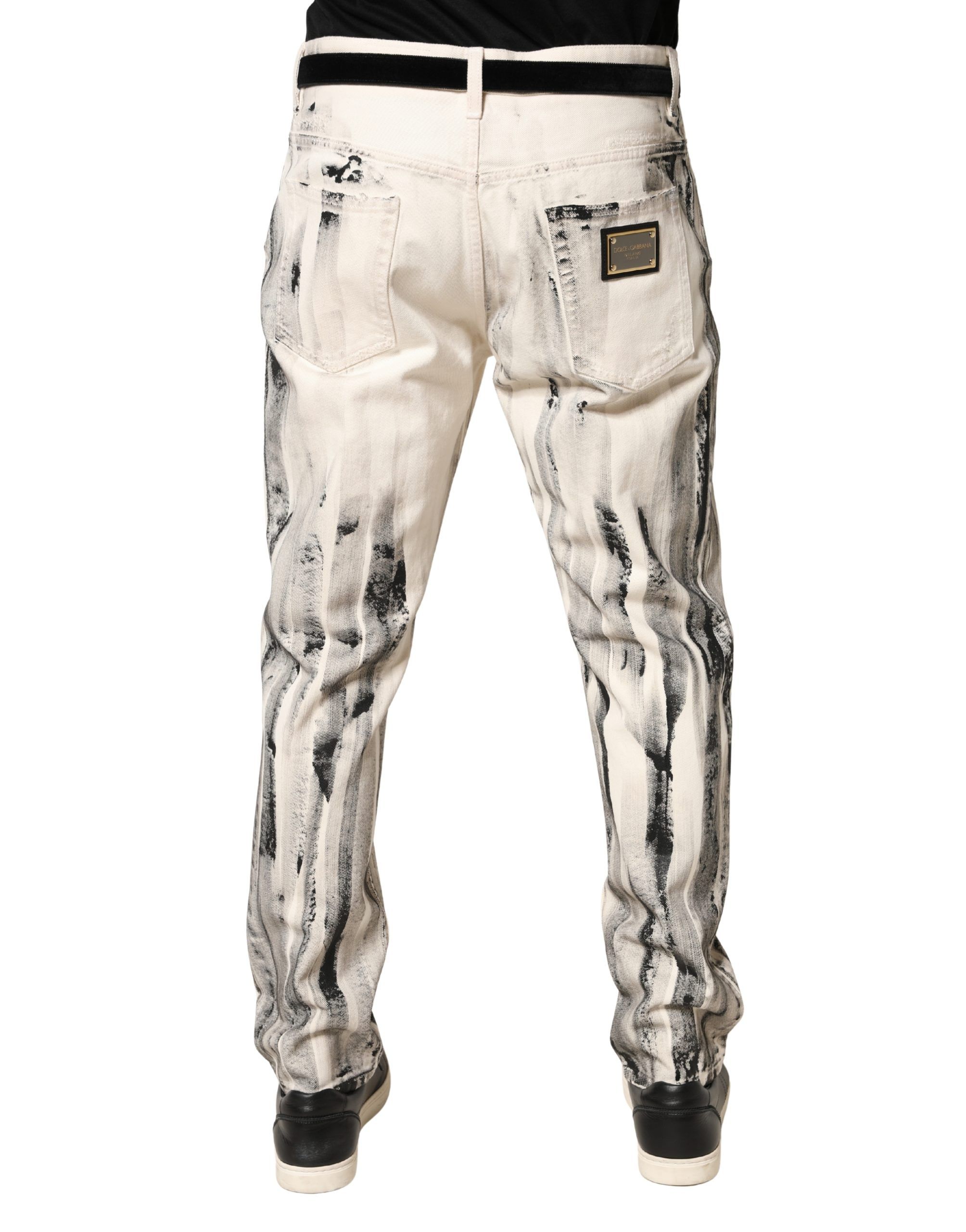 Distressed Paint Print LooseDenim Men's Jeans - Dolce & Gabbana - Modalova