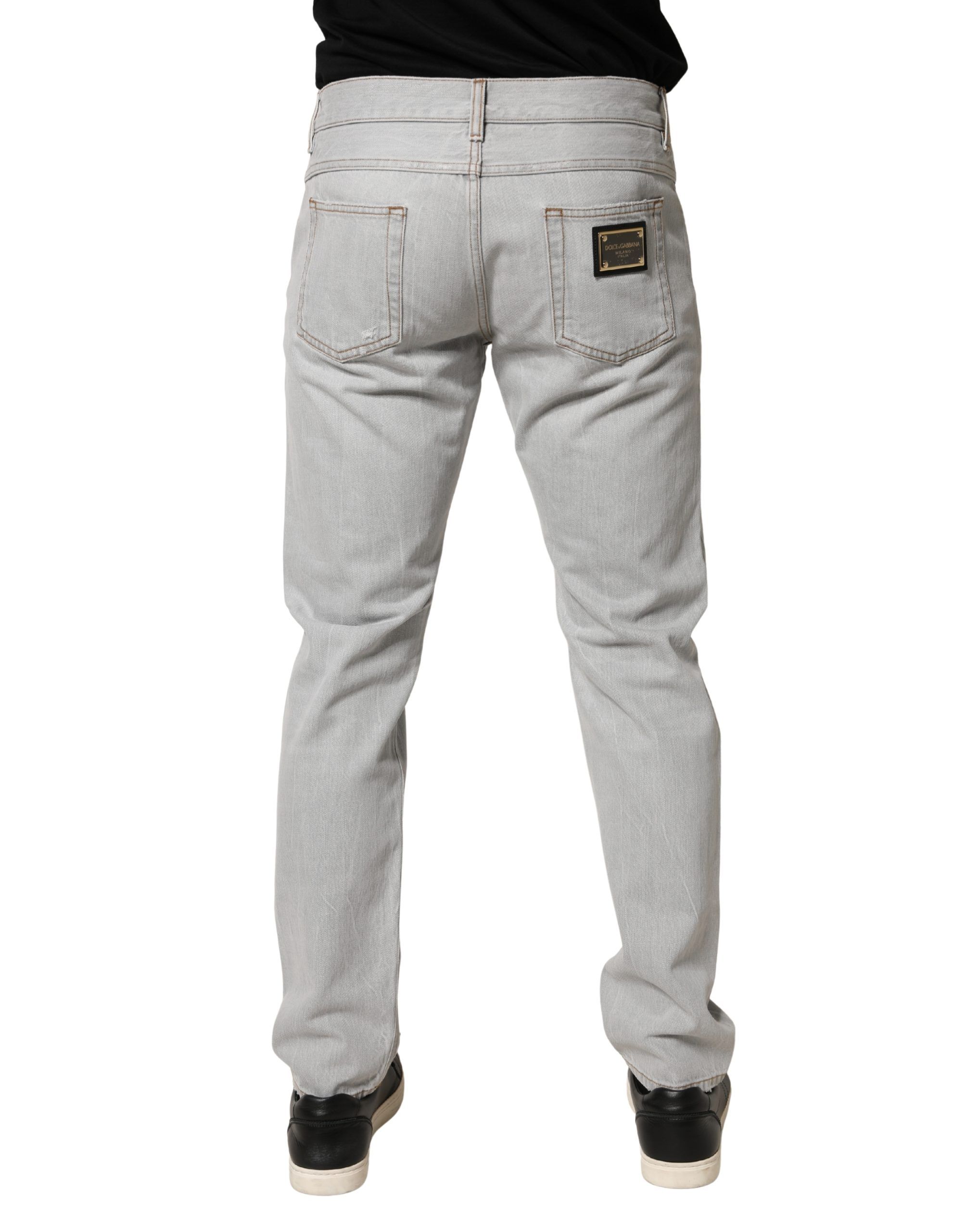 Light Ripped Cotton Regular Denim Men's Jeans - Dolce & Gabbana - Modalova
