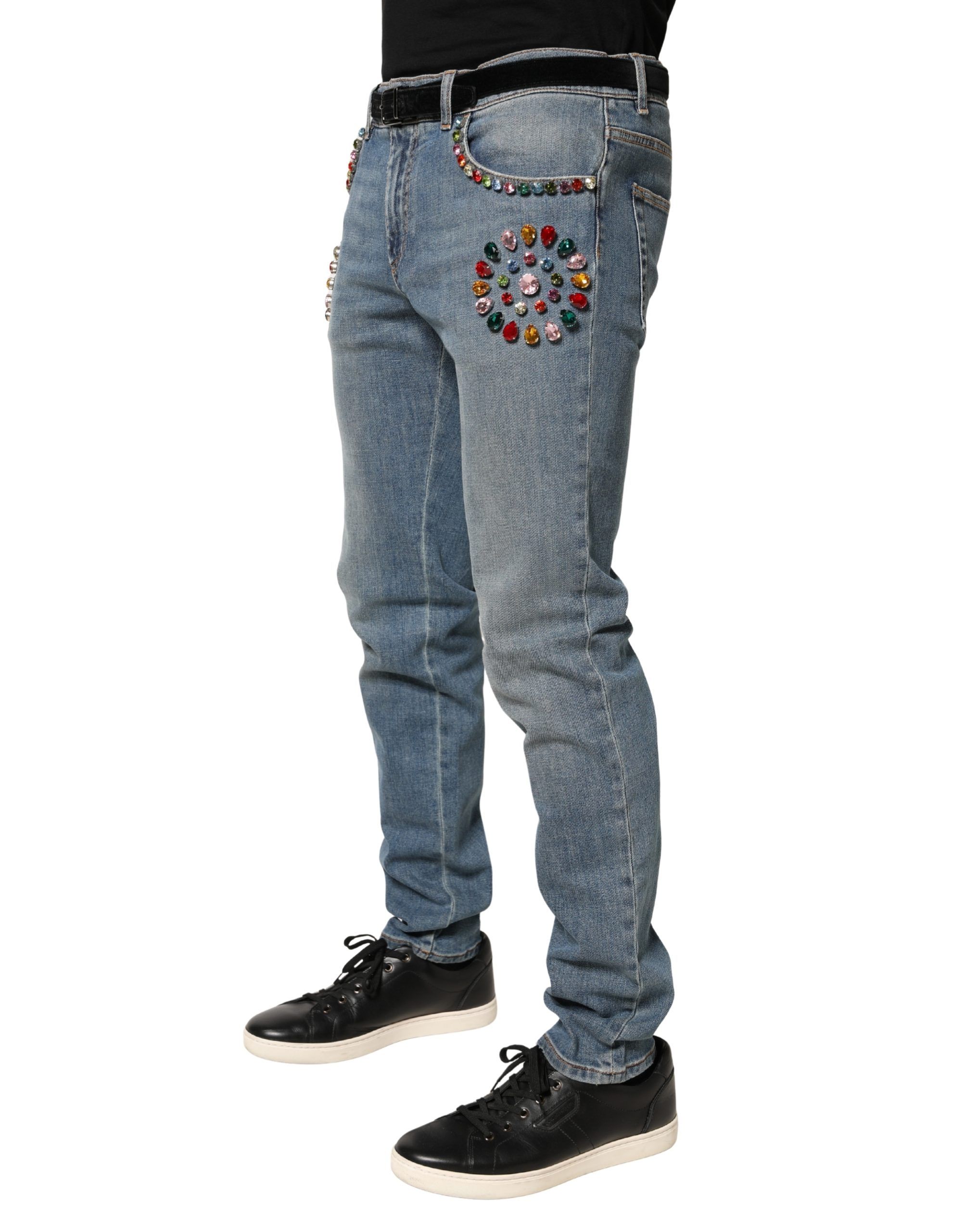 Embellished Loose Cotton Men Denim Men's Jeans - Dolce & Gabbana - Modalova